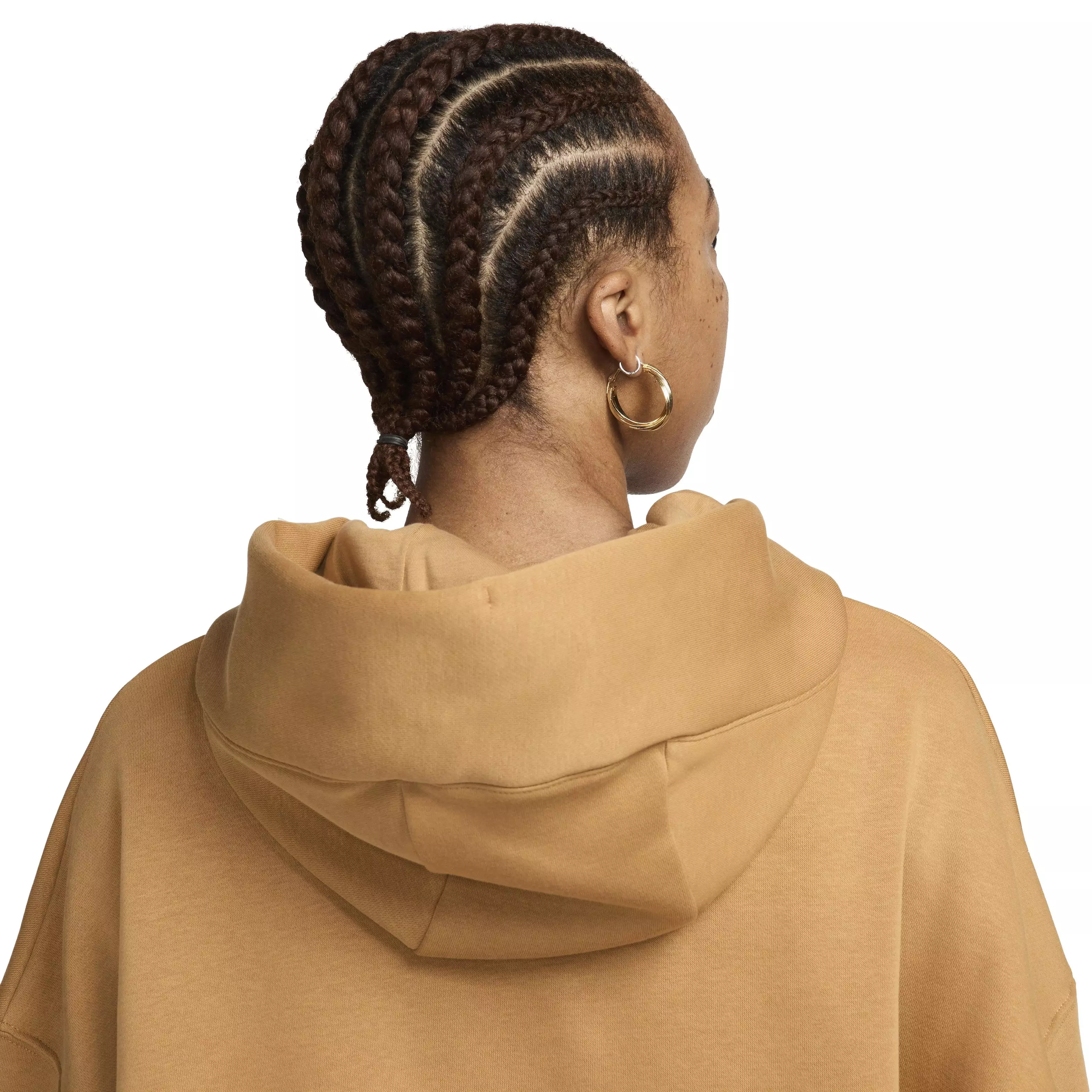 Nike Women's Sportswear Phoenix Swoosh Fleece Over-Oversized Pullover Hoodie - BROWN