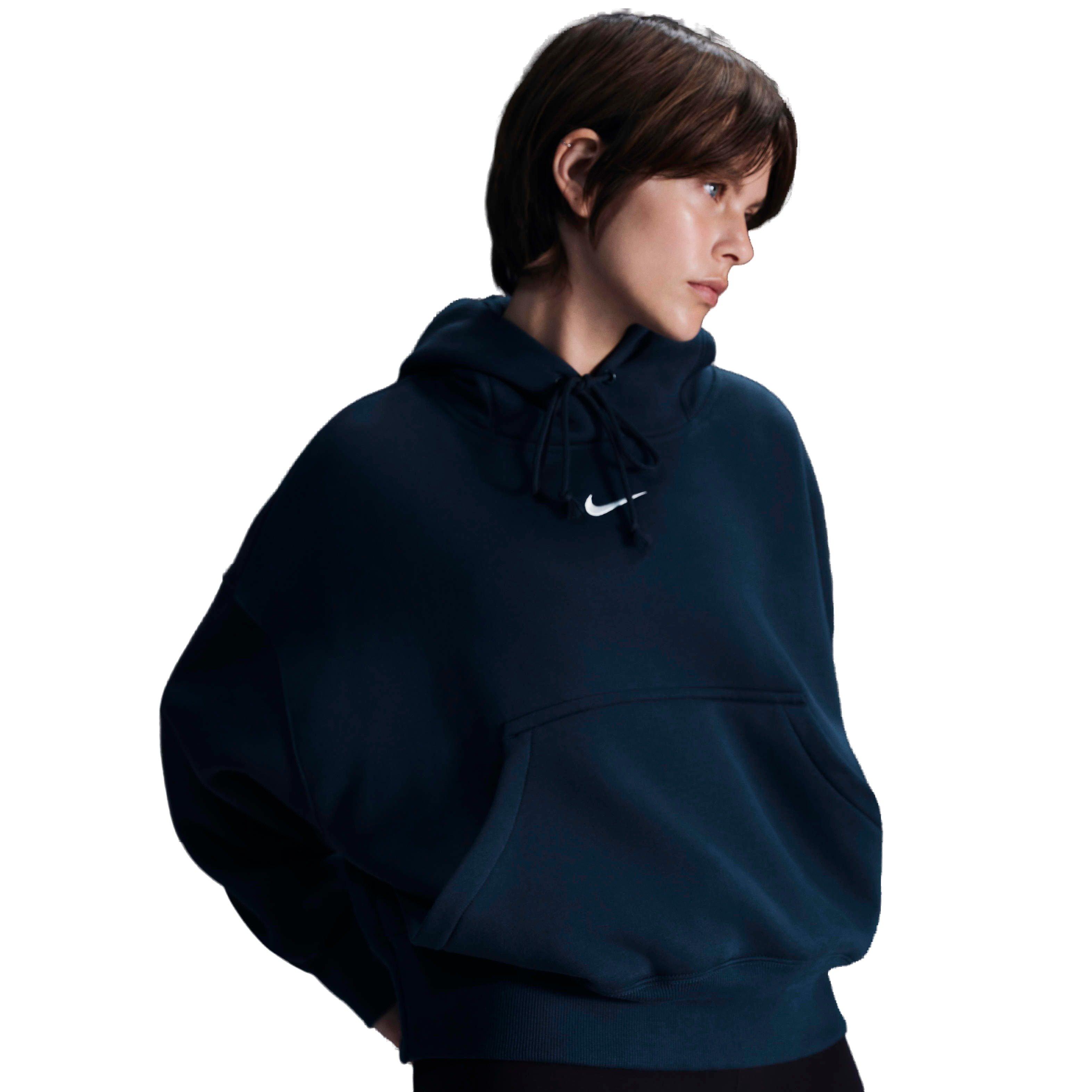 Nike Women's Sportswear Phoenix Fleece Over-Oversized Pullover Hoodie - NAVY Thumbnail View 1