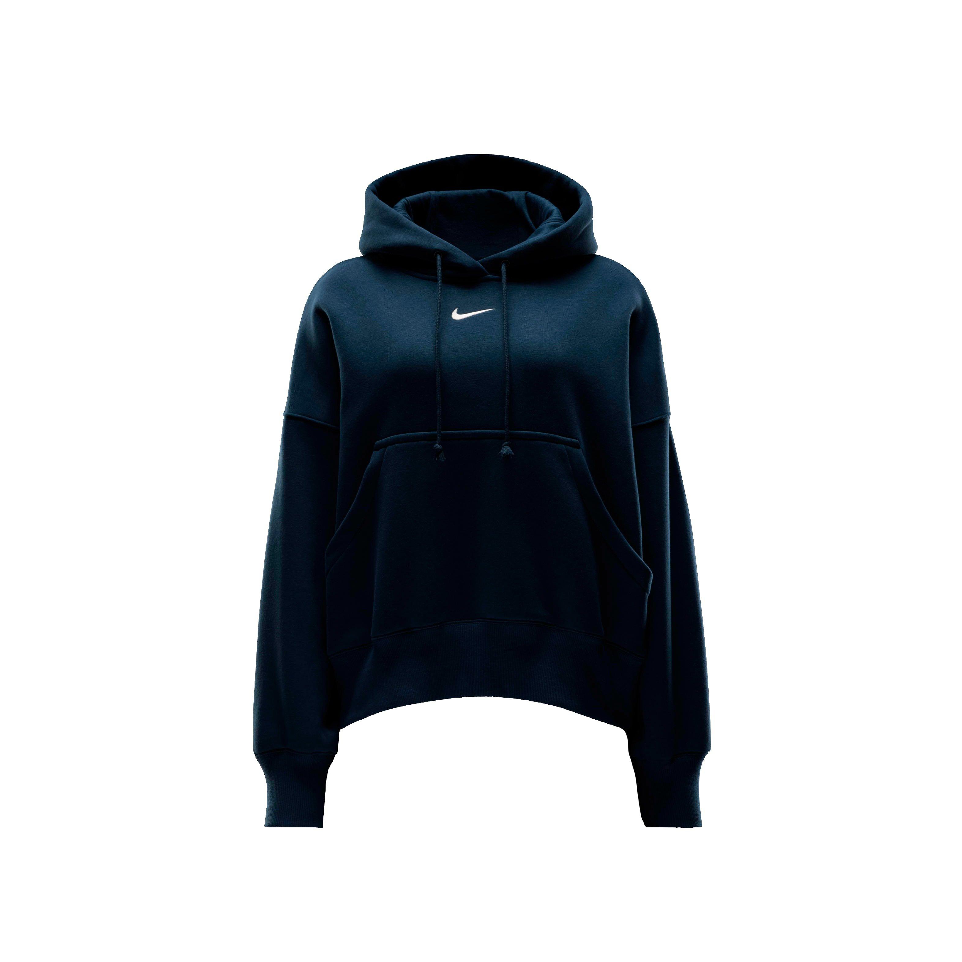 Nike Women's Sportswear Phoenix Swoosh Fleece Over-Oversized Pullover Hoodie - NAVY Thumbnail View 6