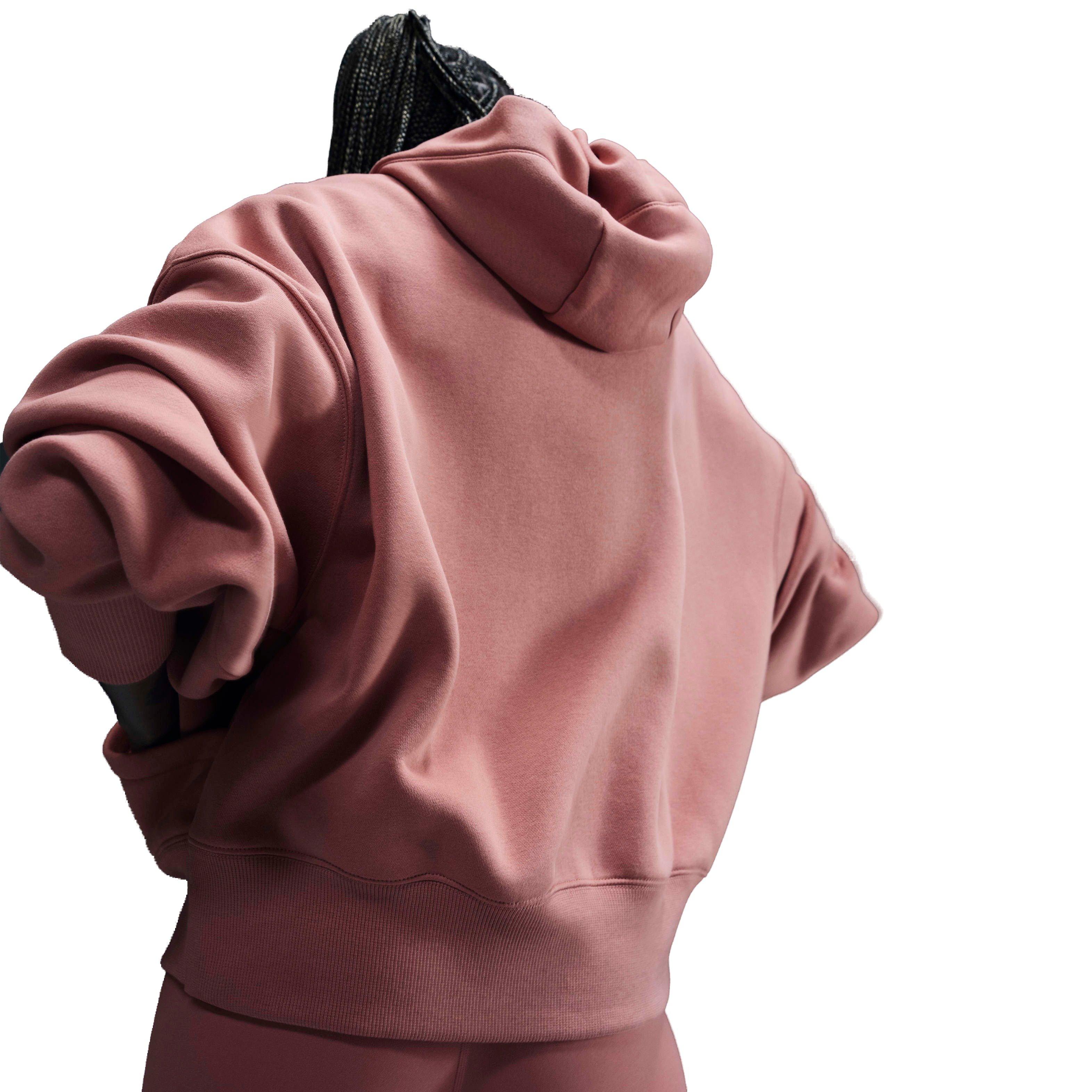 Nike Women's Sportswear Phoenix Swoosh Fleece Over-Oversized Pullover Hoodie - SALMON Thumbnail View 2