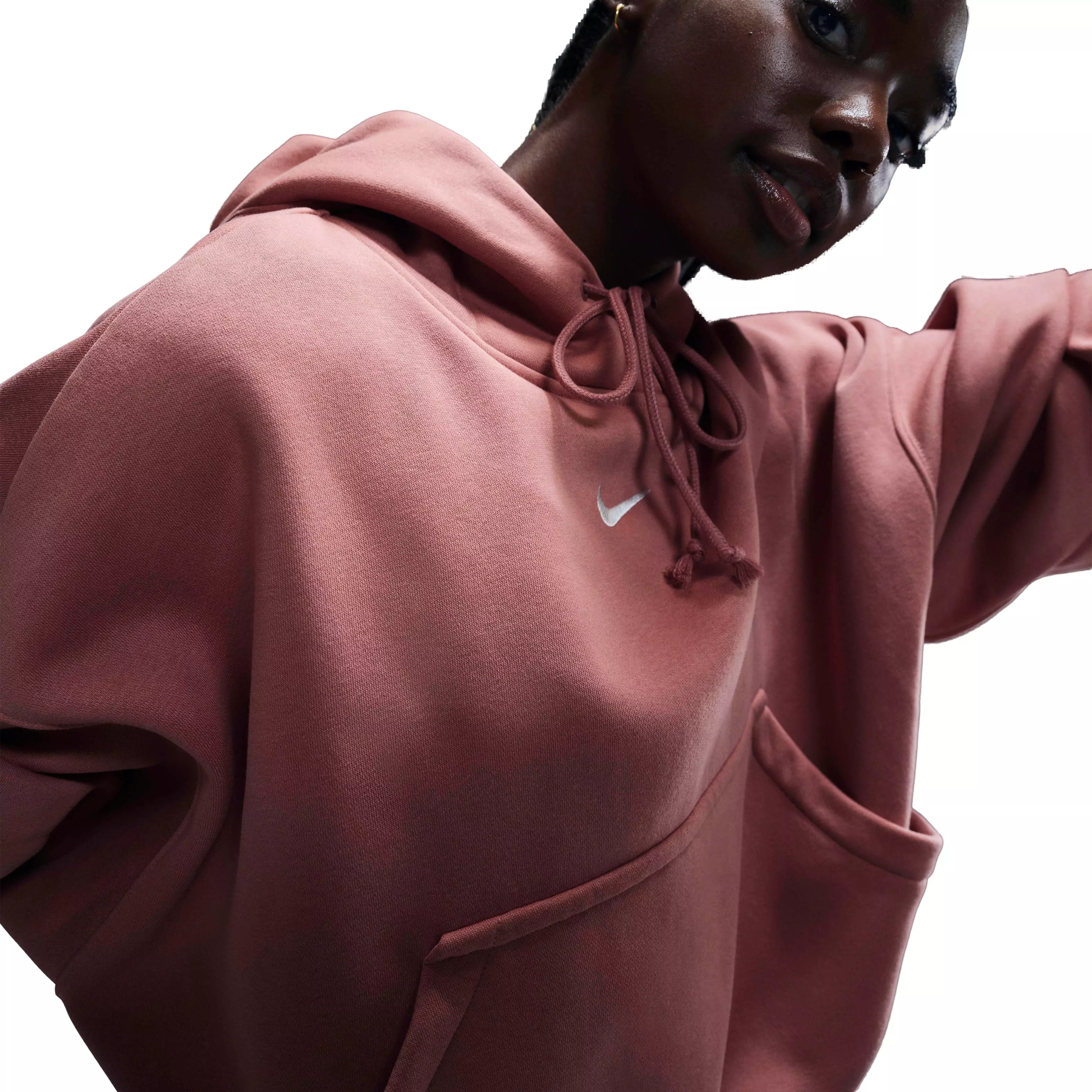 Nike Women's Sportswear Phoenix Fleece Over-Oversized Pullover Hoodie - SALMON