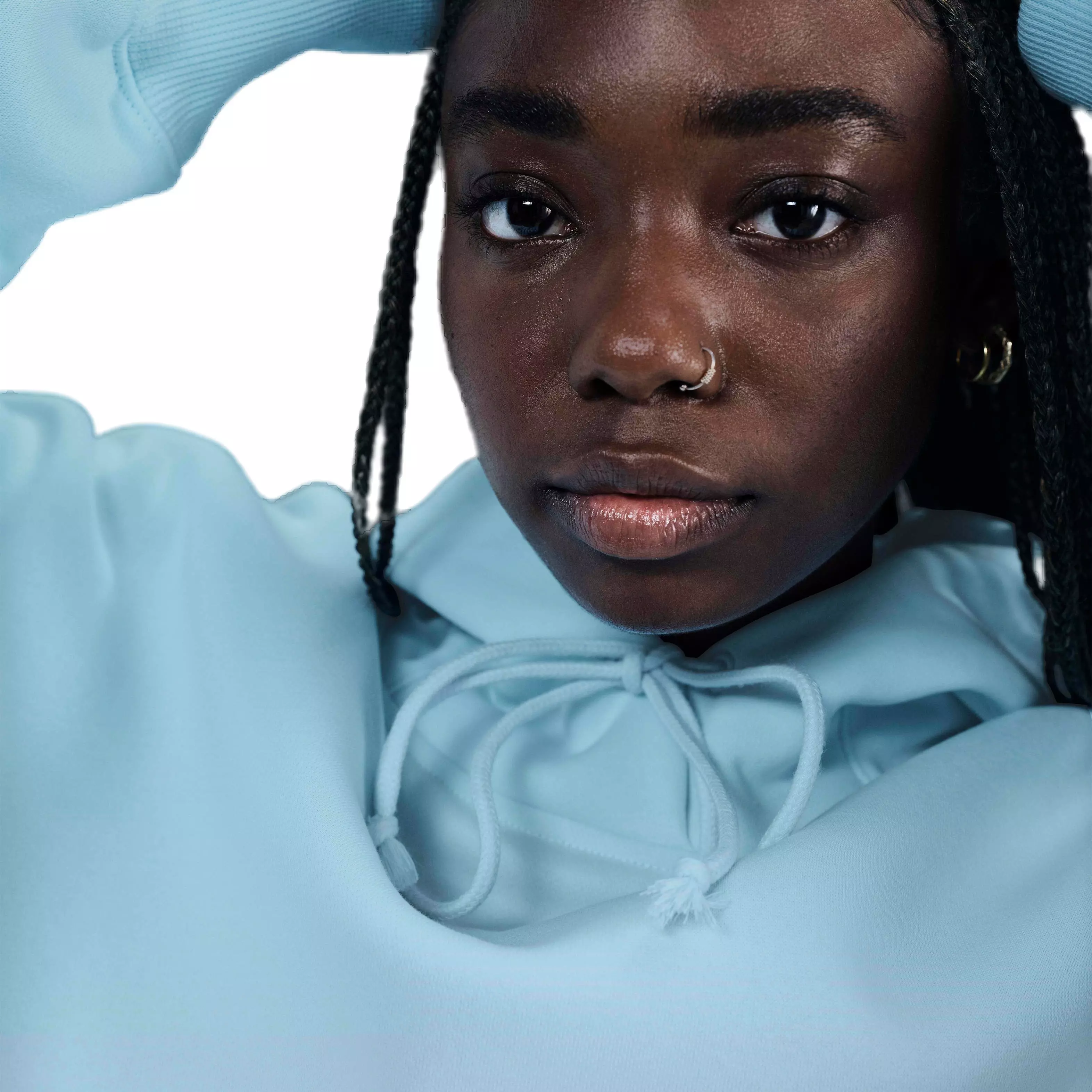 Nike Women's Sportswear Phoenix Swoosh Fleece Over-Oversized Pullover Hoodie - BLUE