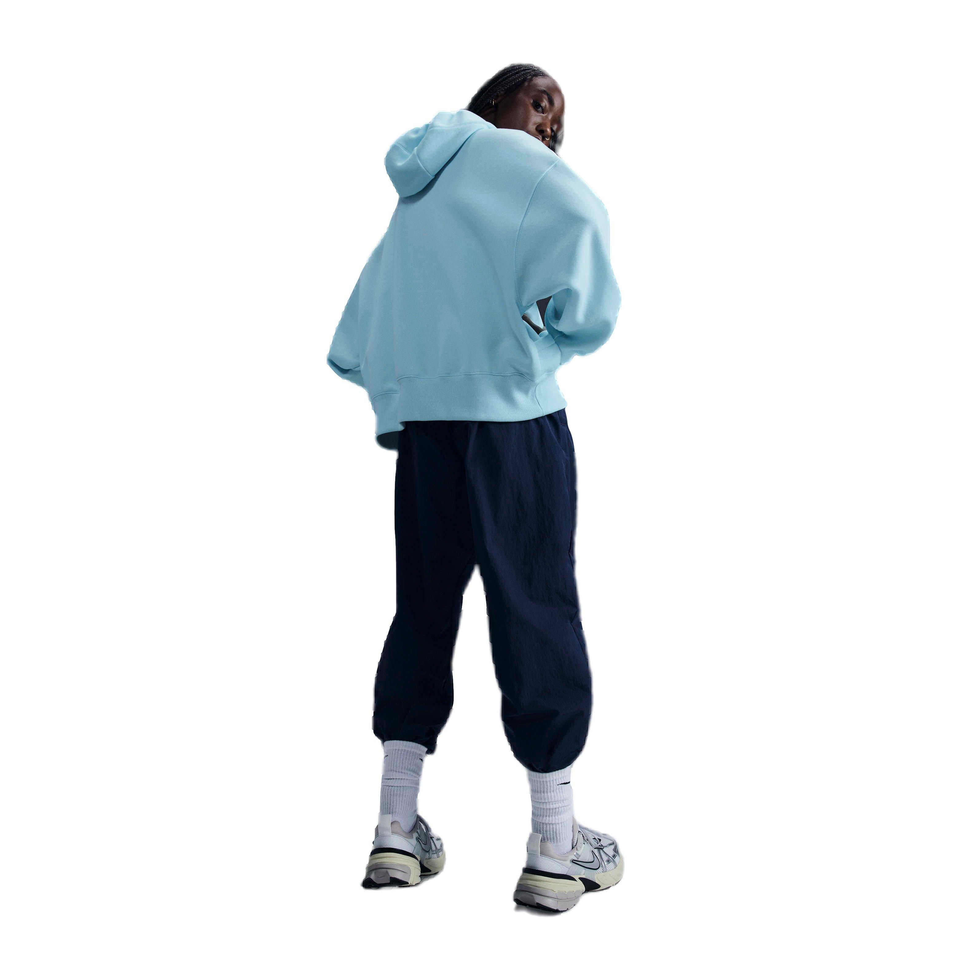 Nike Women's Sportswear Phoenix Swoosh Fleece Over-Oversized Pullover Hoodie - BLUE Thumbnail View 5