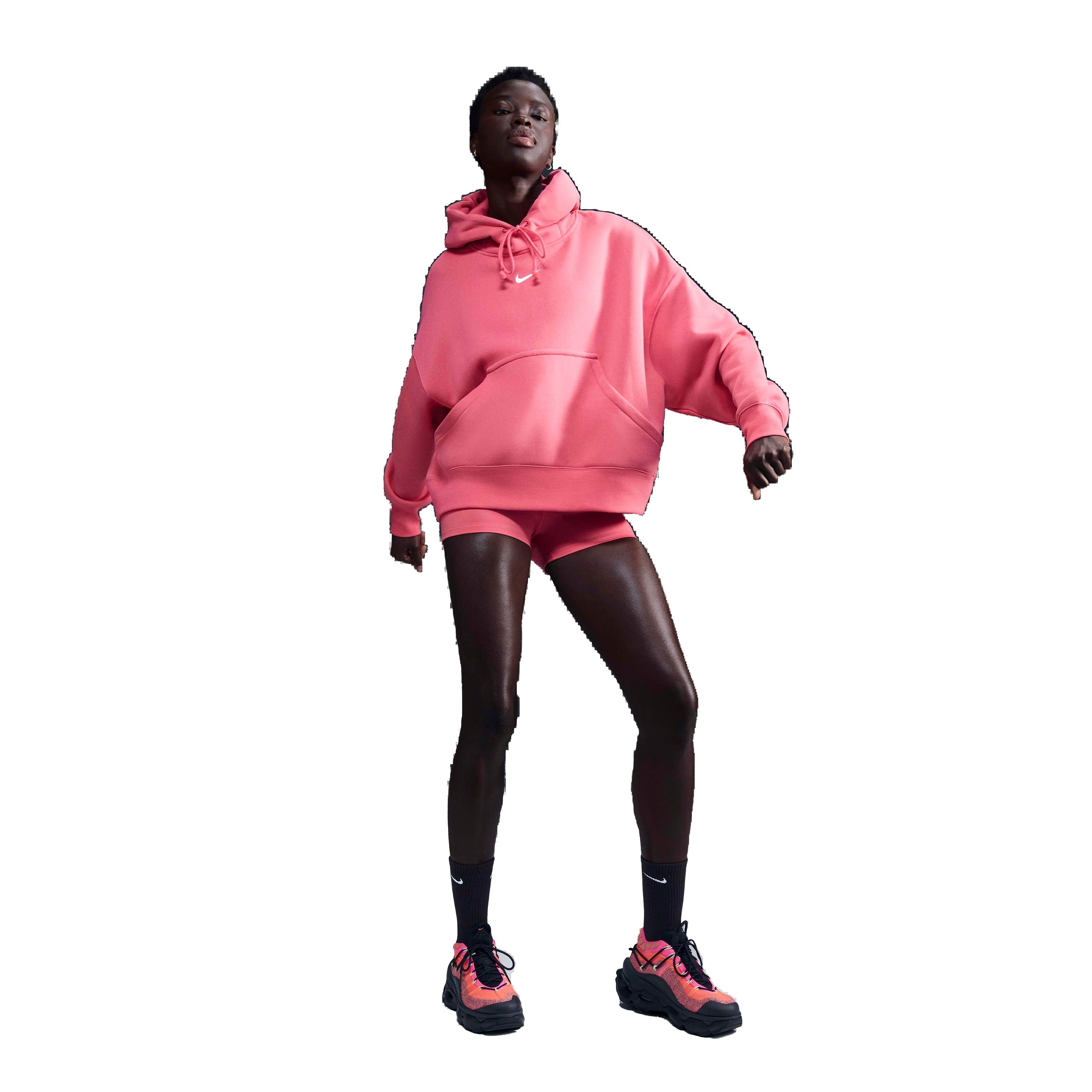 Nike Women's Sportswear Phoenix Swoosh Fleece Over-Oversized Pullover Hoodie - PINK Thumbnail View 4