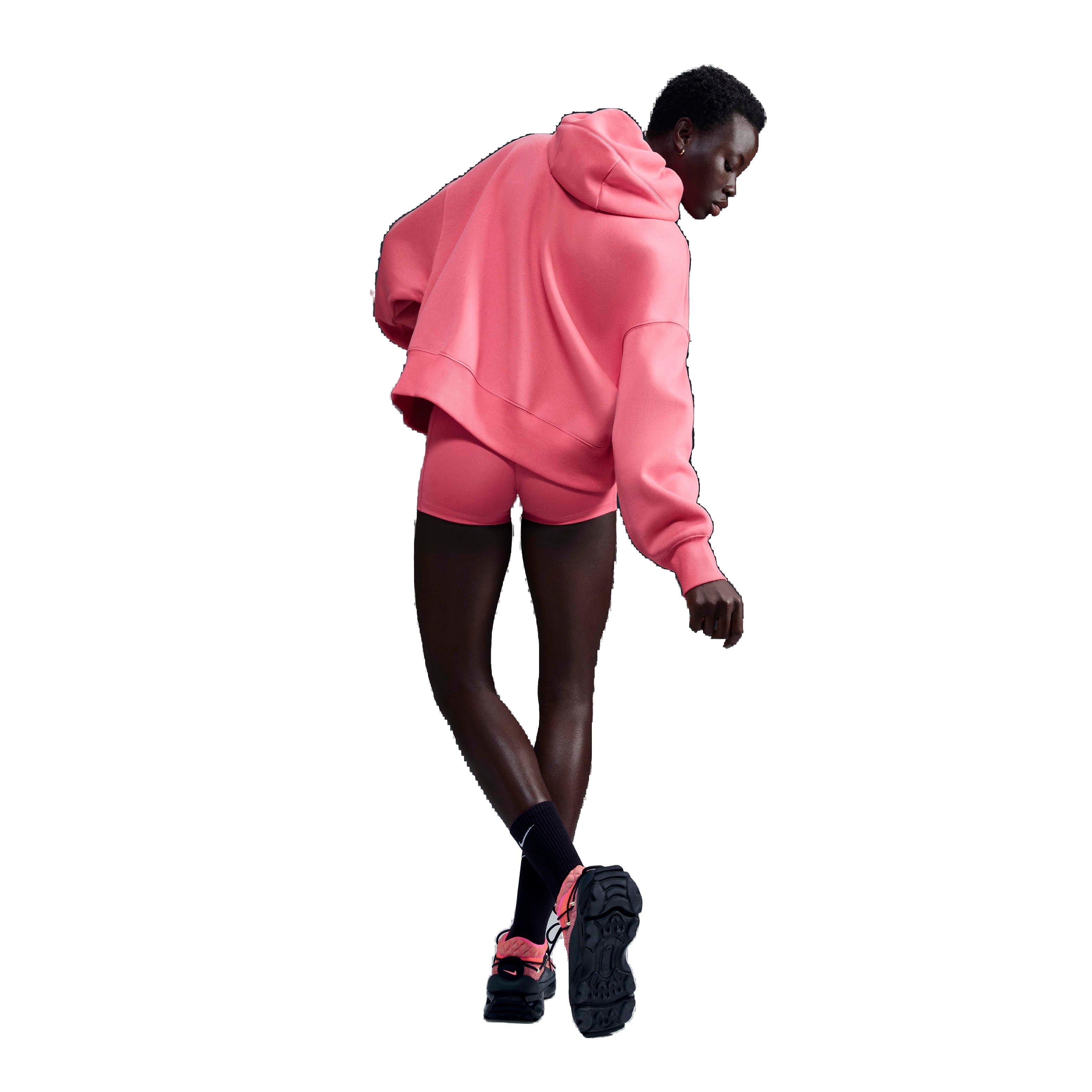 Nike Women's Sportswear Phoenix Swoosh Fleece Over-Oversized Pullover Hoodie - PINK Thumbnail View 5