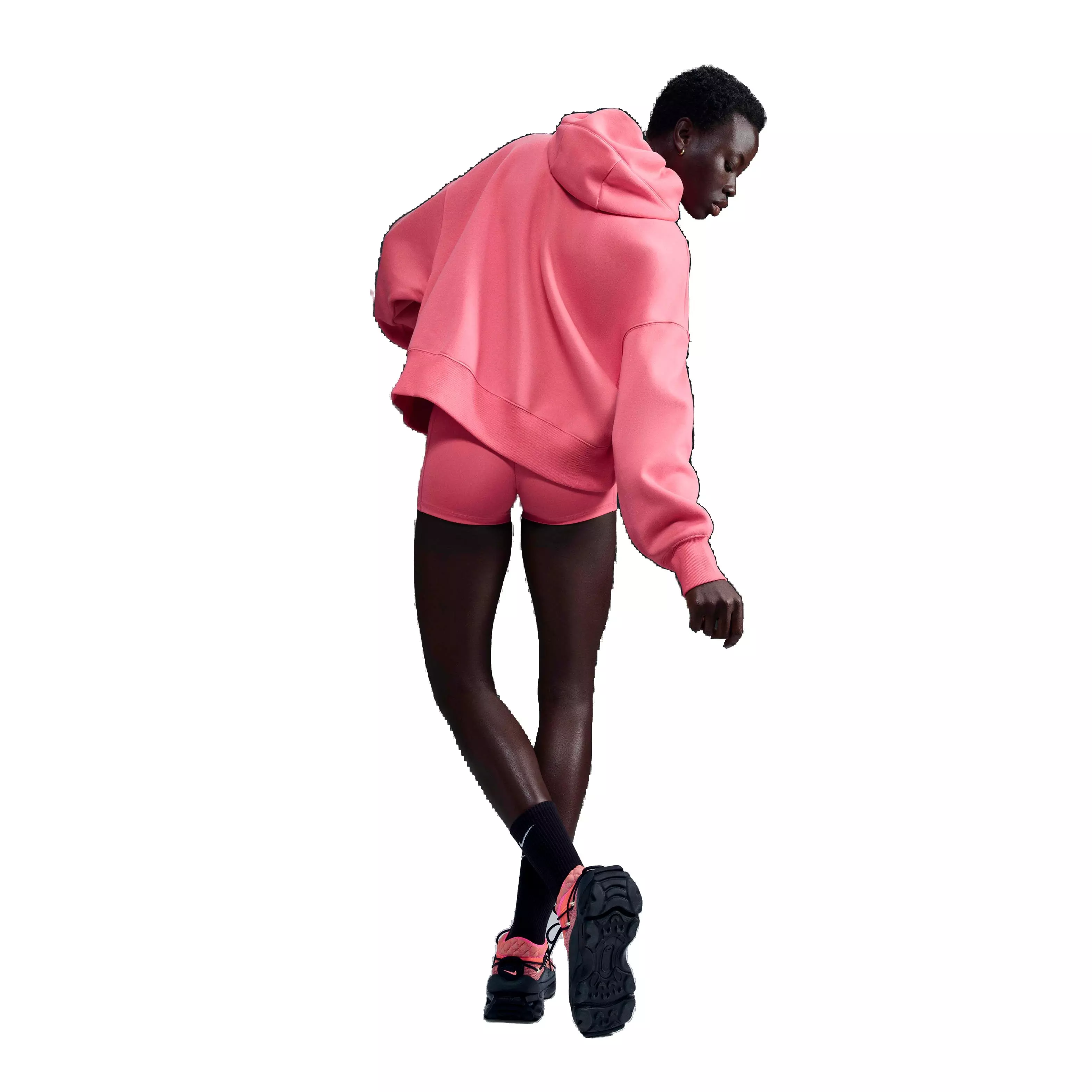 Nike Women's Sportswear Phoenix Swoosh Fleece Over-Oversized Pullover Hoodie - PINK