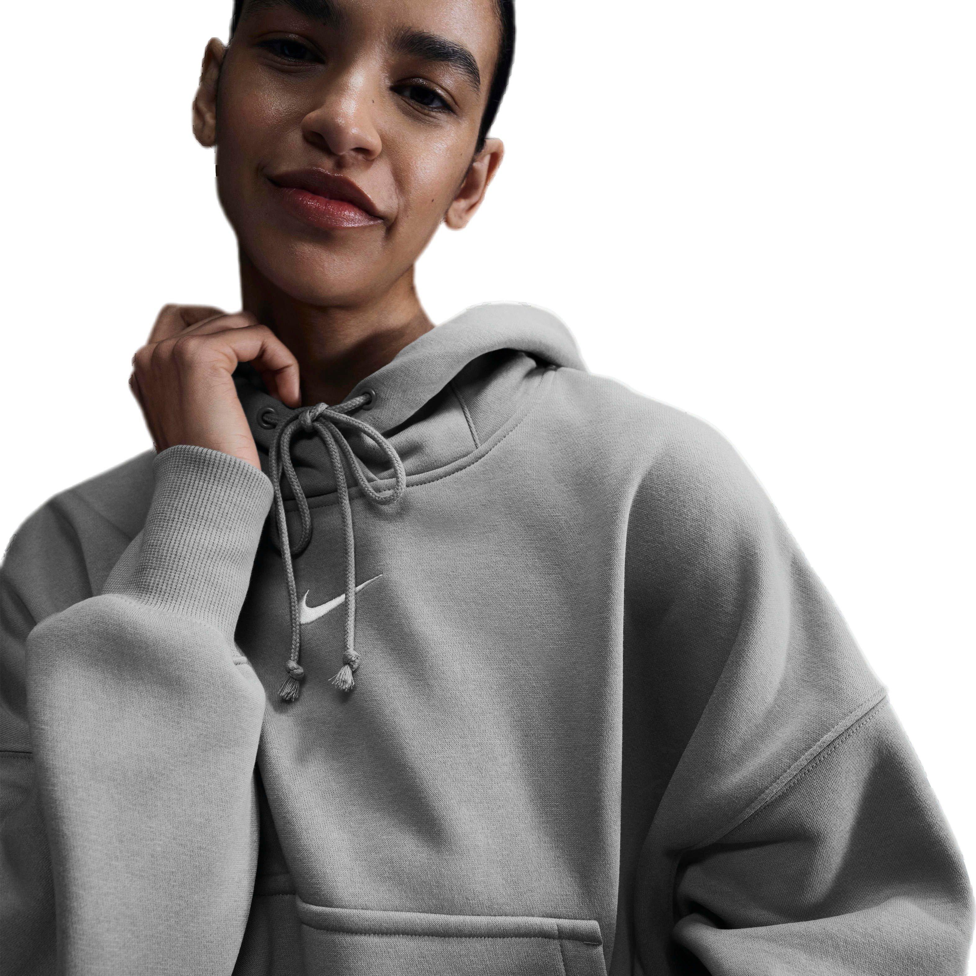 Nike Women's Sportswear Phoenix Swoosh Fleece Over-Oversized Pullover Hoodie - LT ARMY GREEN Thumbnail View 1