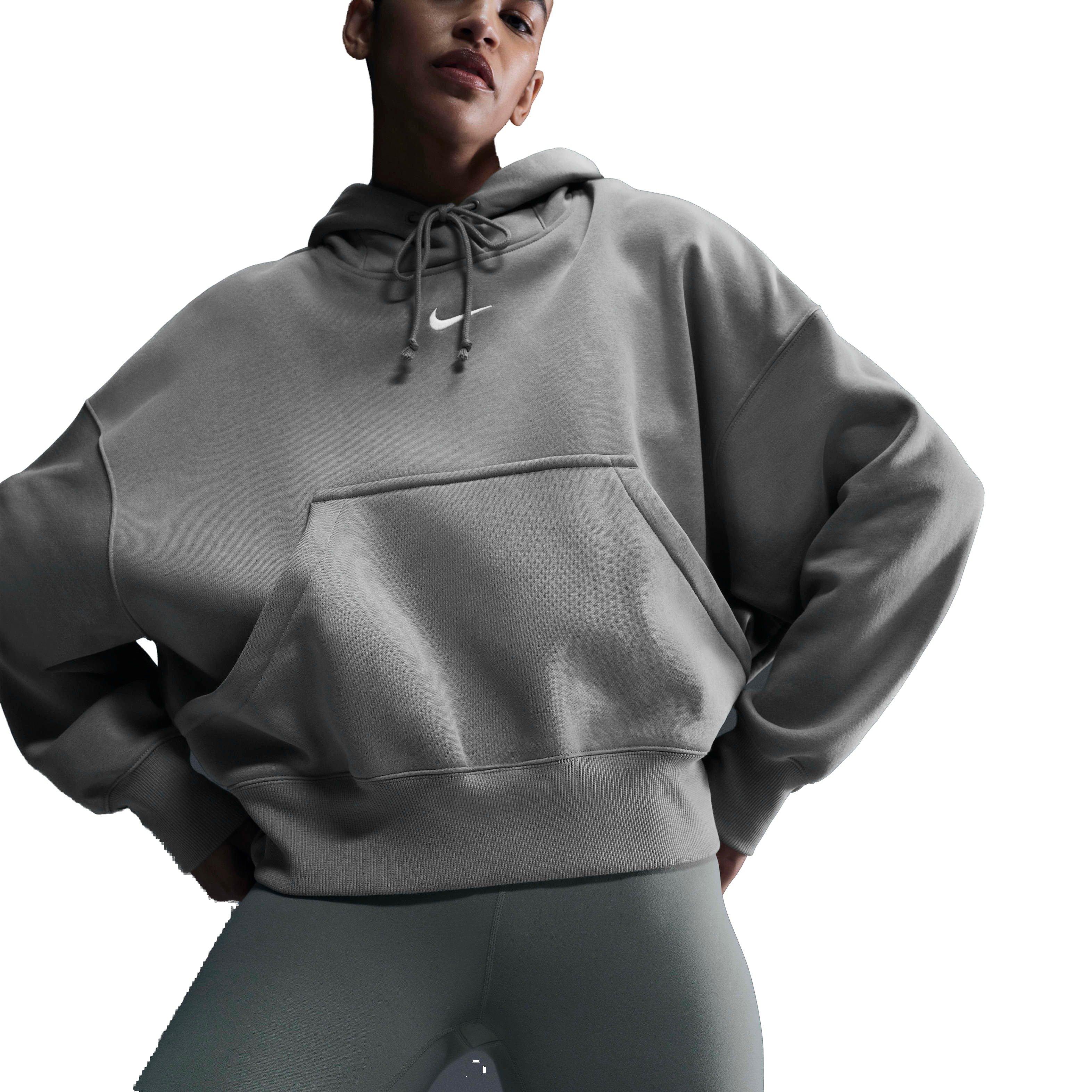 Nike Women's Sportswear Phoenix Swoosh Fleece Over-Oversized Pullover Hoodie - LT ARMY GREEN Thumbnail View 2