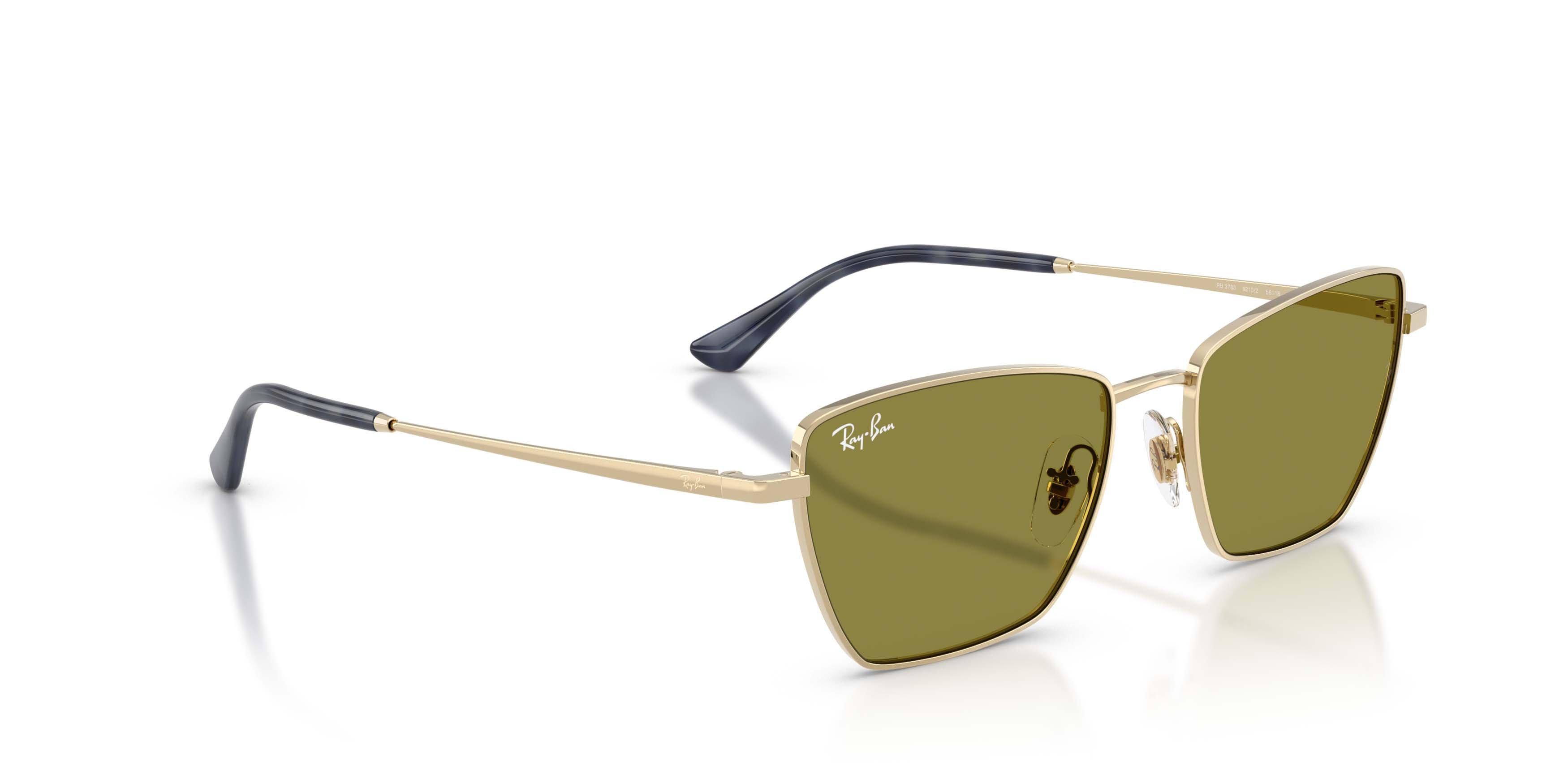Ray-Ban Drea Bio-Based Green Sunglasses &ndash; Polished Pale Gold - GOLD/GREEN Thumbnail View 3