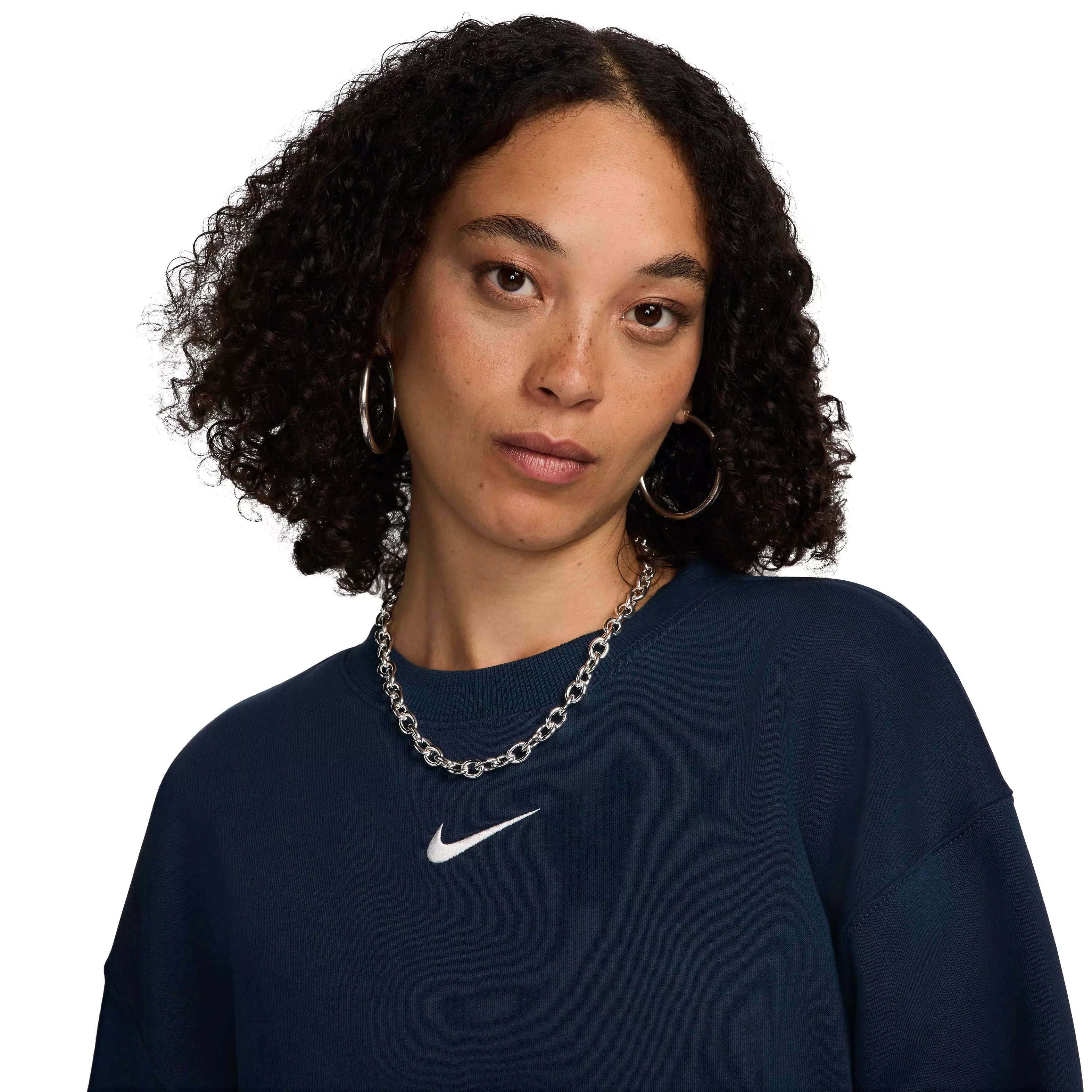 Nike Women's Sportswear Phoenix Fleece Oversized Crewneck Sweatshirt - NAVY