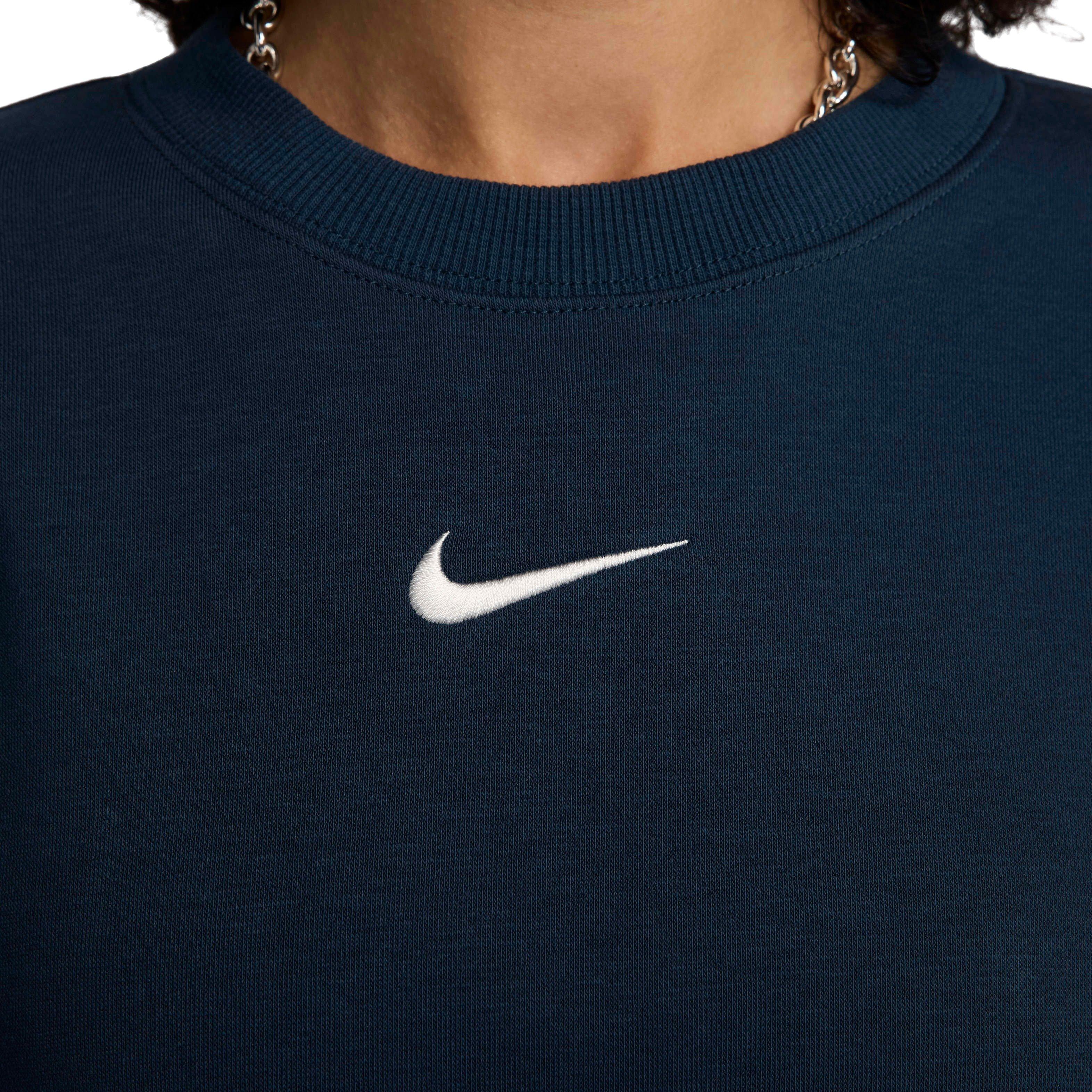 Nike Women's Sportswear Phoenix Brushed Fleece Oversized Crewneck Sweatshirt - NAVY Thumbnail View 4
