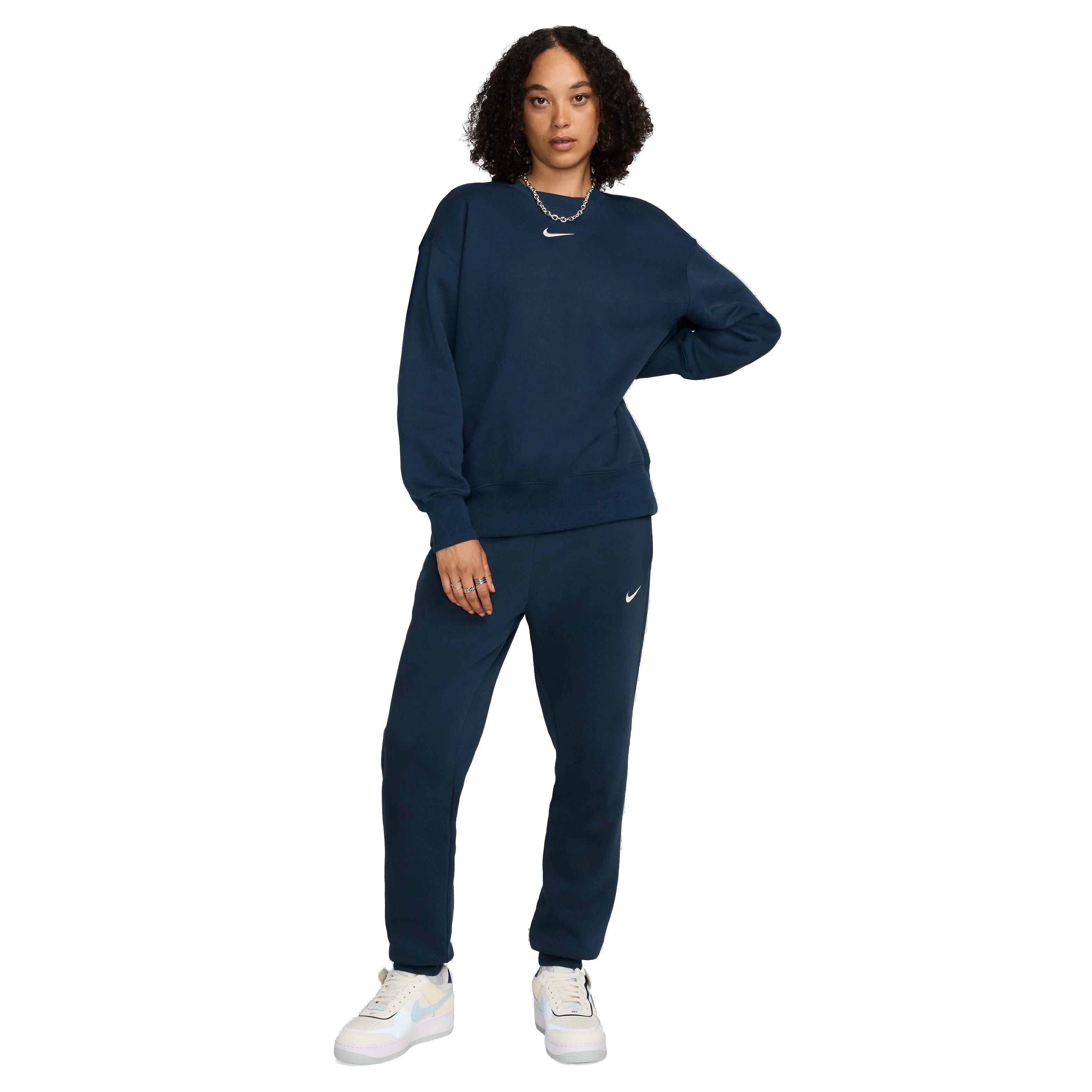 Nike Women's Sportswear Phoenix Fleece Oversized Crewneck Sweatshirt - NAVY Thumbnail View 6
