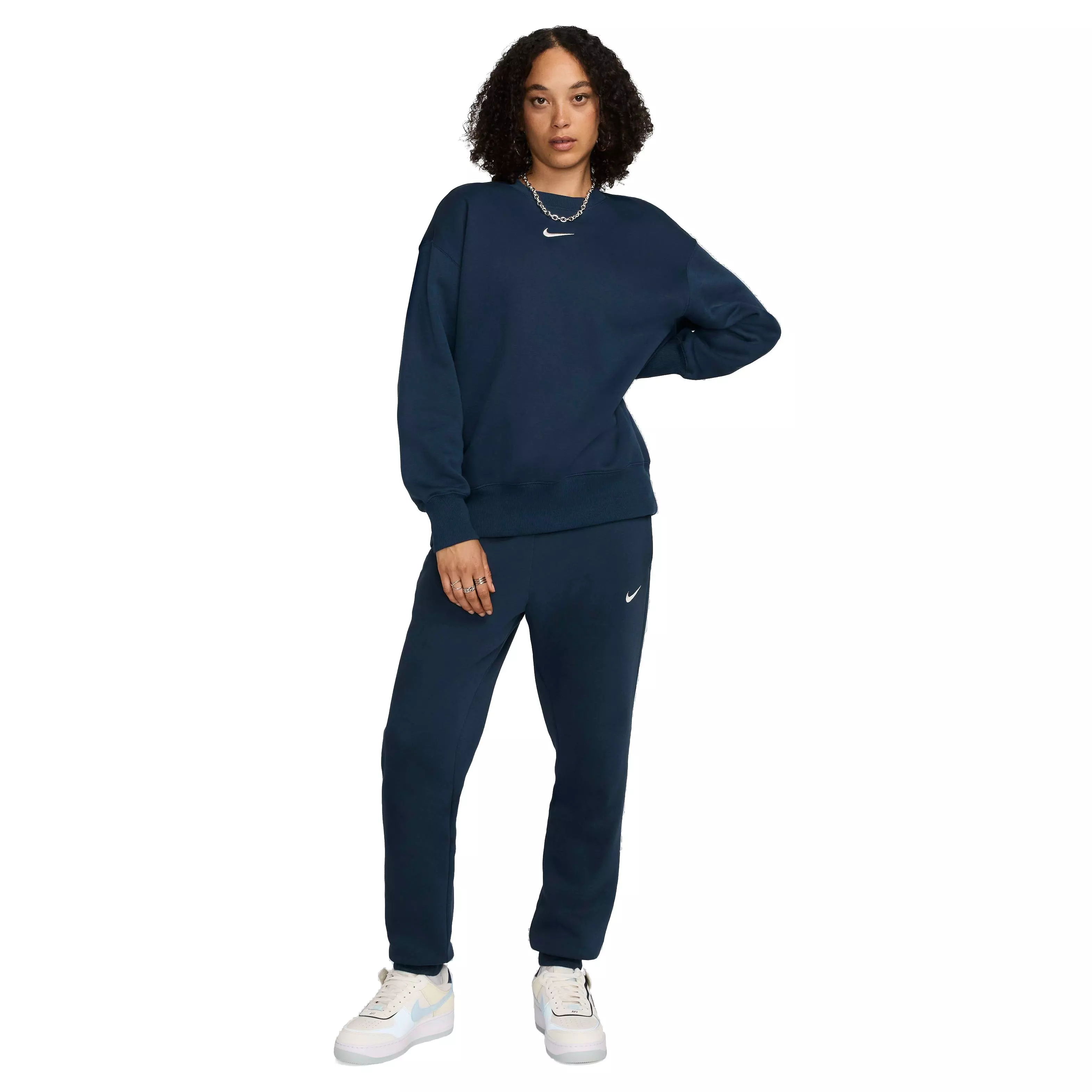 Nike Women's Sportswear Phoenix Fleece Oversized Crewneck Sweatshirt - NAVY