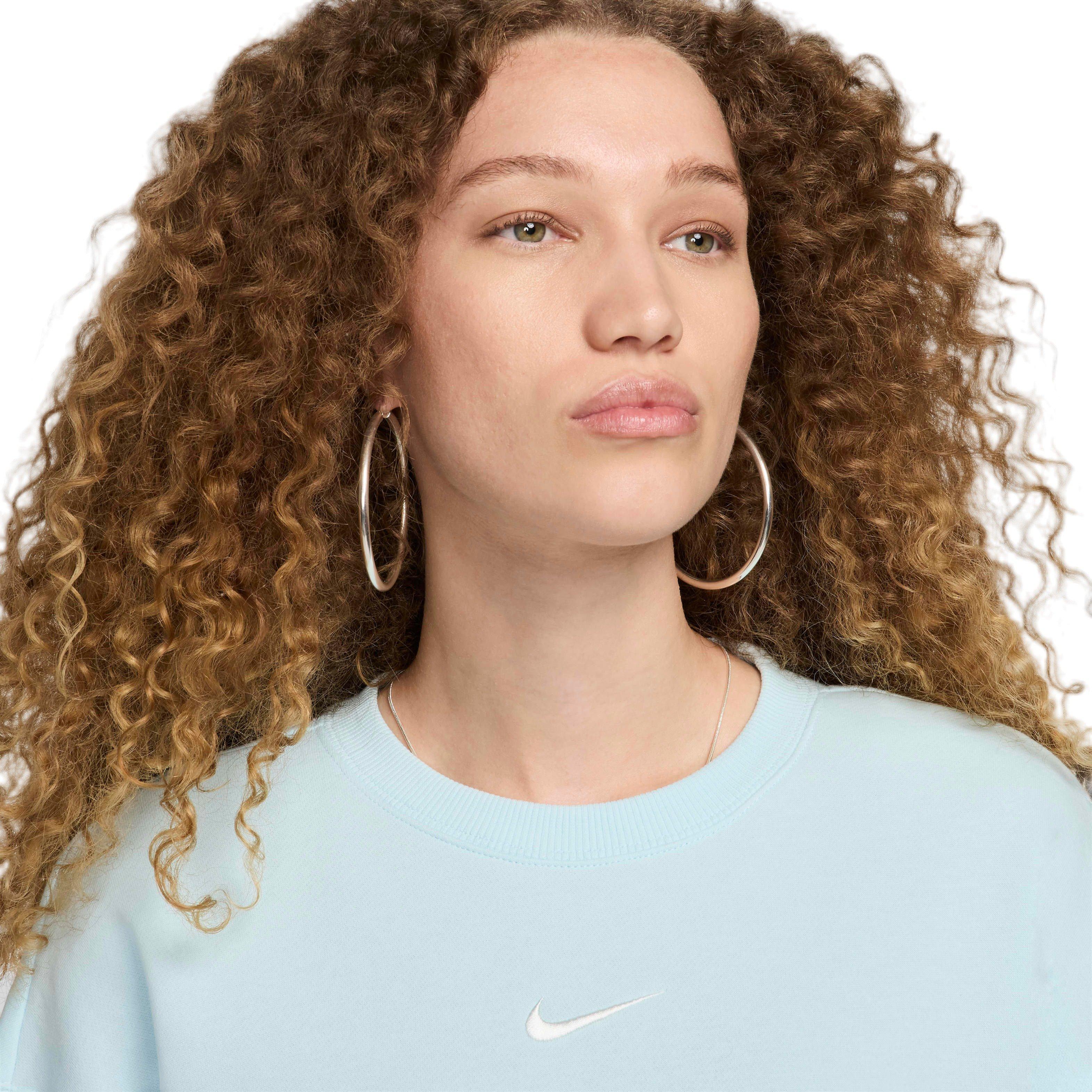 Nike Women's Sportswear Phoenix Brushed Fleece Oversized Crewneck Sweatshirt - BLUE Thumbnail View 3