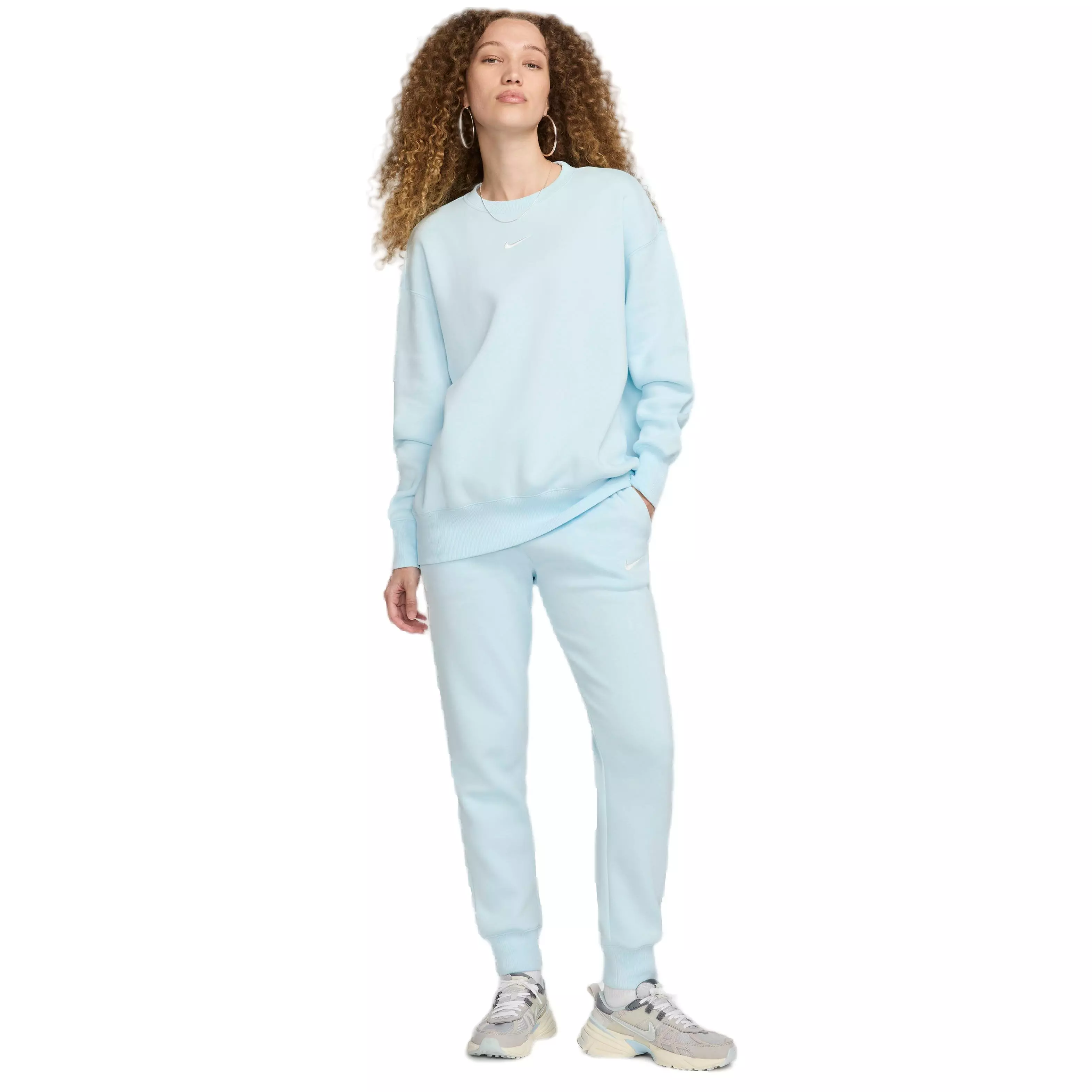 Nike Women's Sportswear Phoenix Brushed Fleece Oversized Crewneck Sweatshirt - BLUE