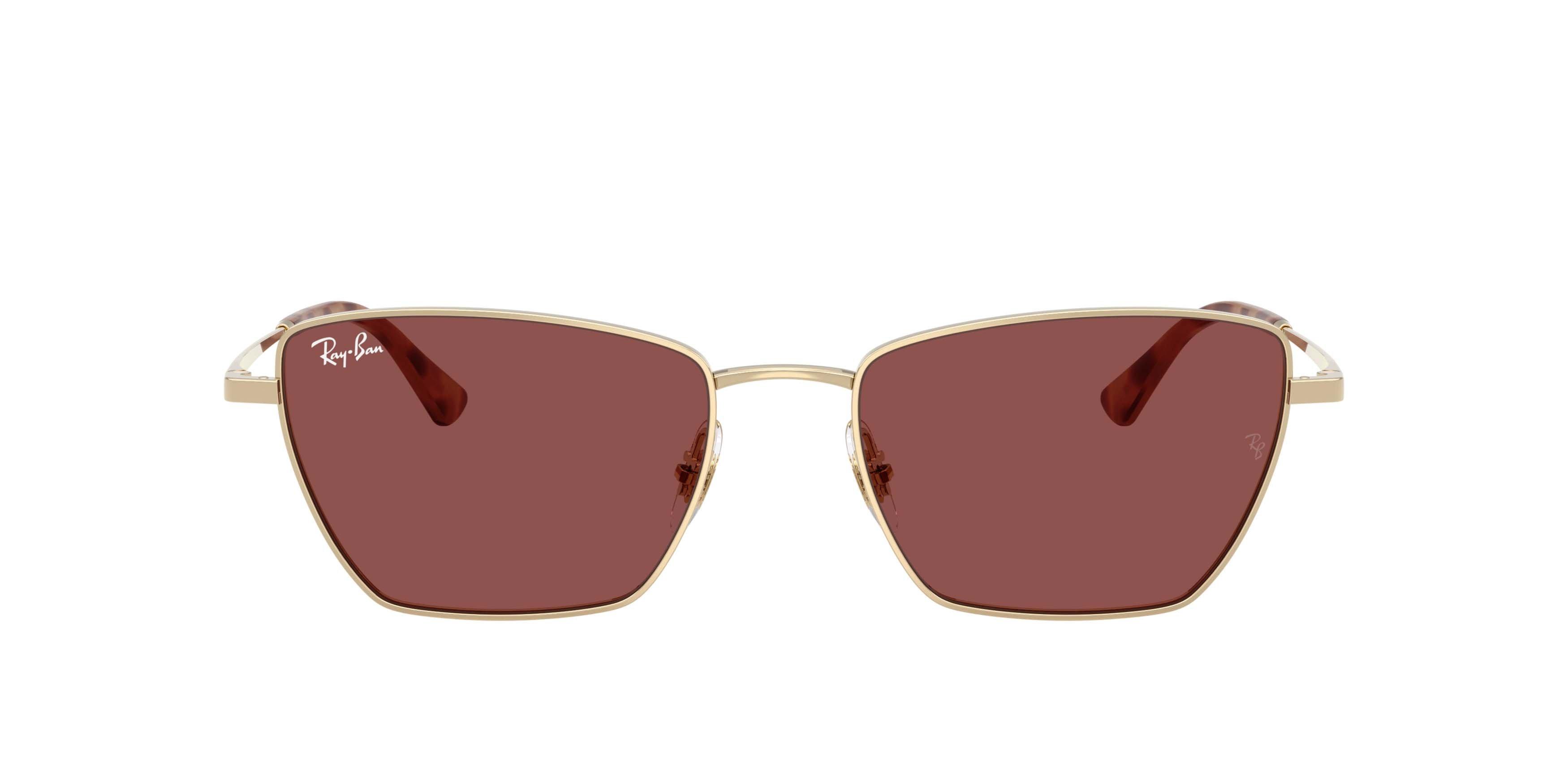 Ray-Ban Drea Bio-Based Dark Violet Sunglasses &ndash; Polished Pale Gold - GOLD/PURPLE Thumbnail View 2