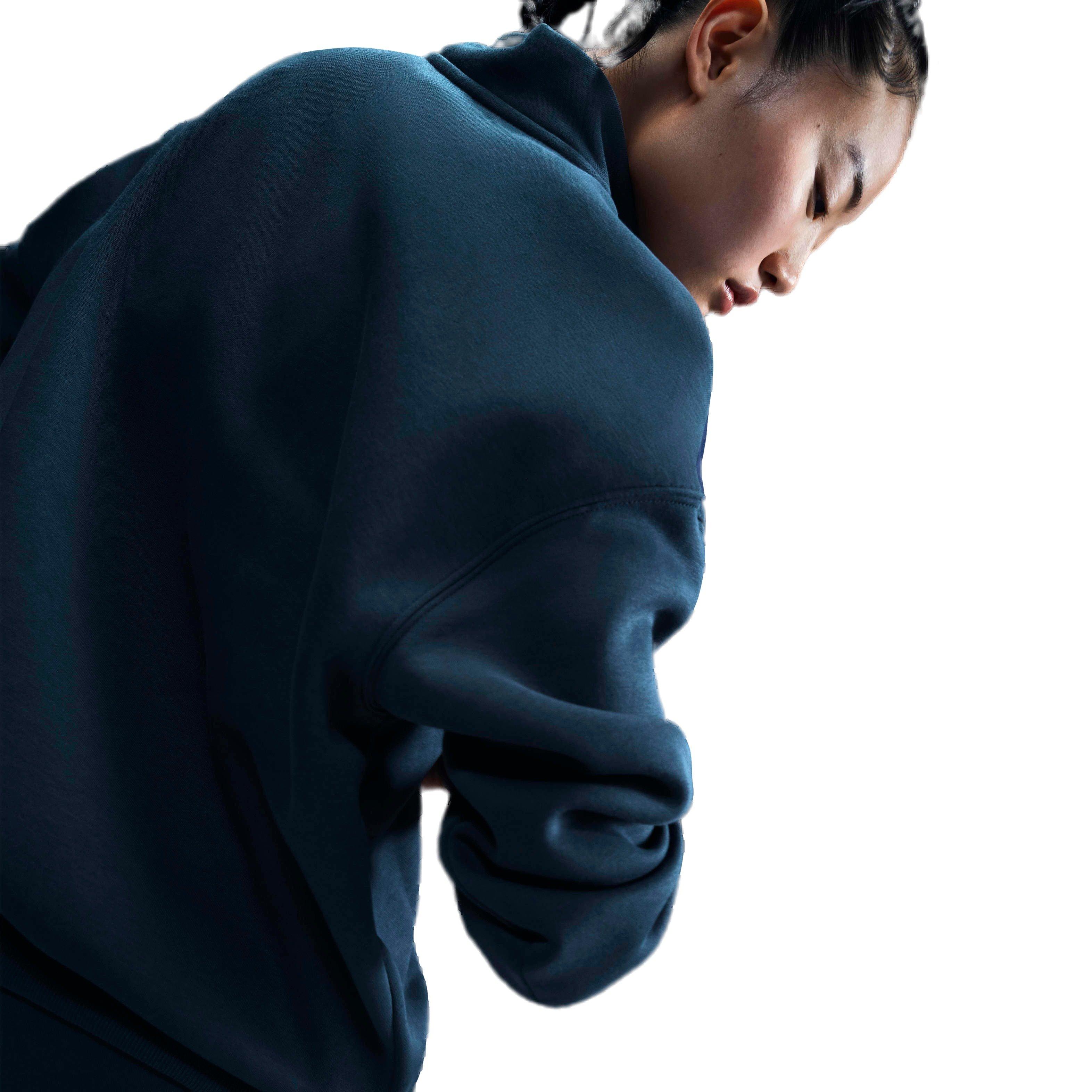 Nike Women's Sportswear Poenix Fleece Oversized 1/4-Zip Logo Top - NAVY Thumbnail View 2