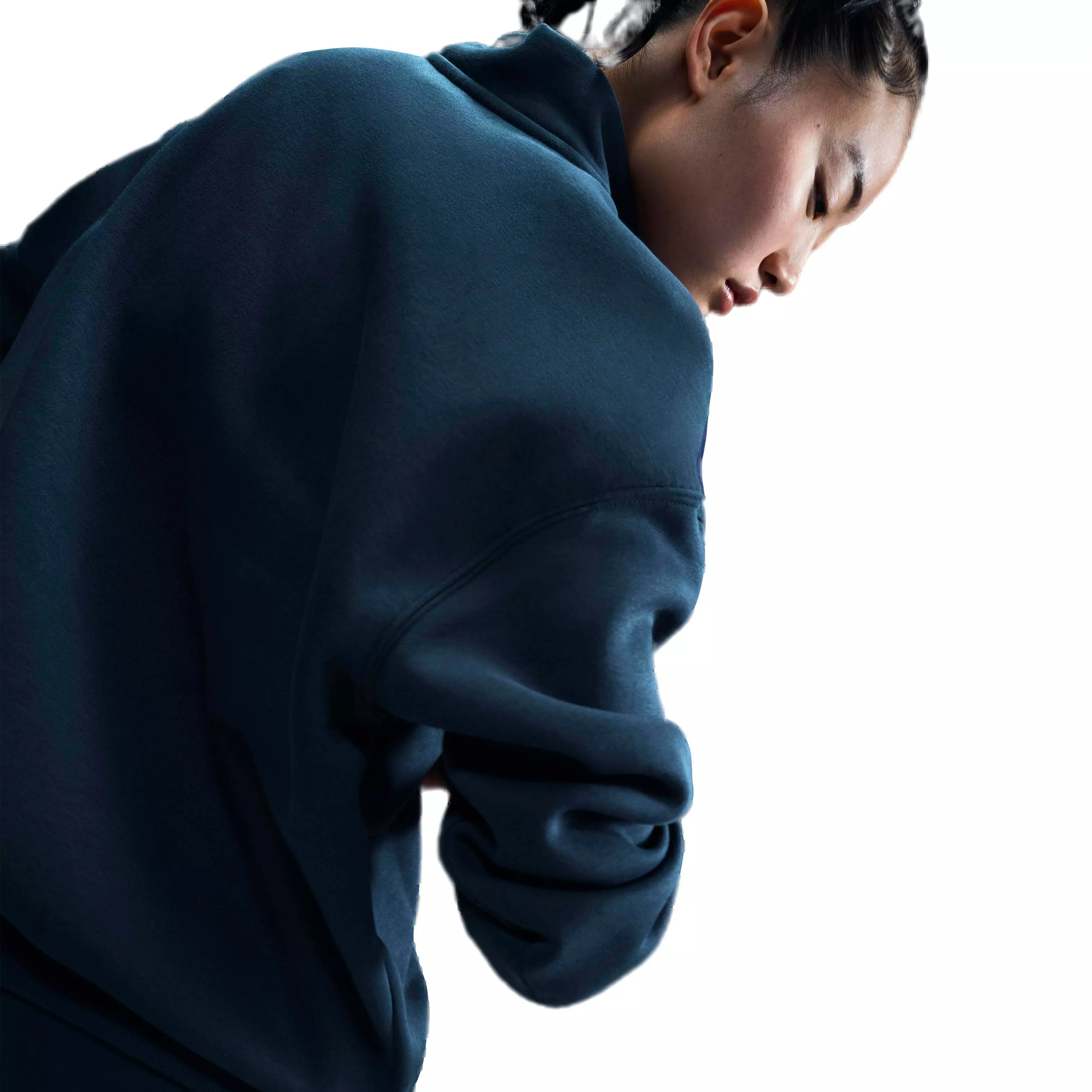 Nike Women's Sportswear Poenix Fleece Oversized 1/4-Zip Logo Top - NAVY