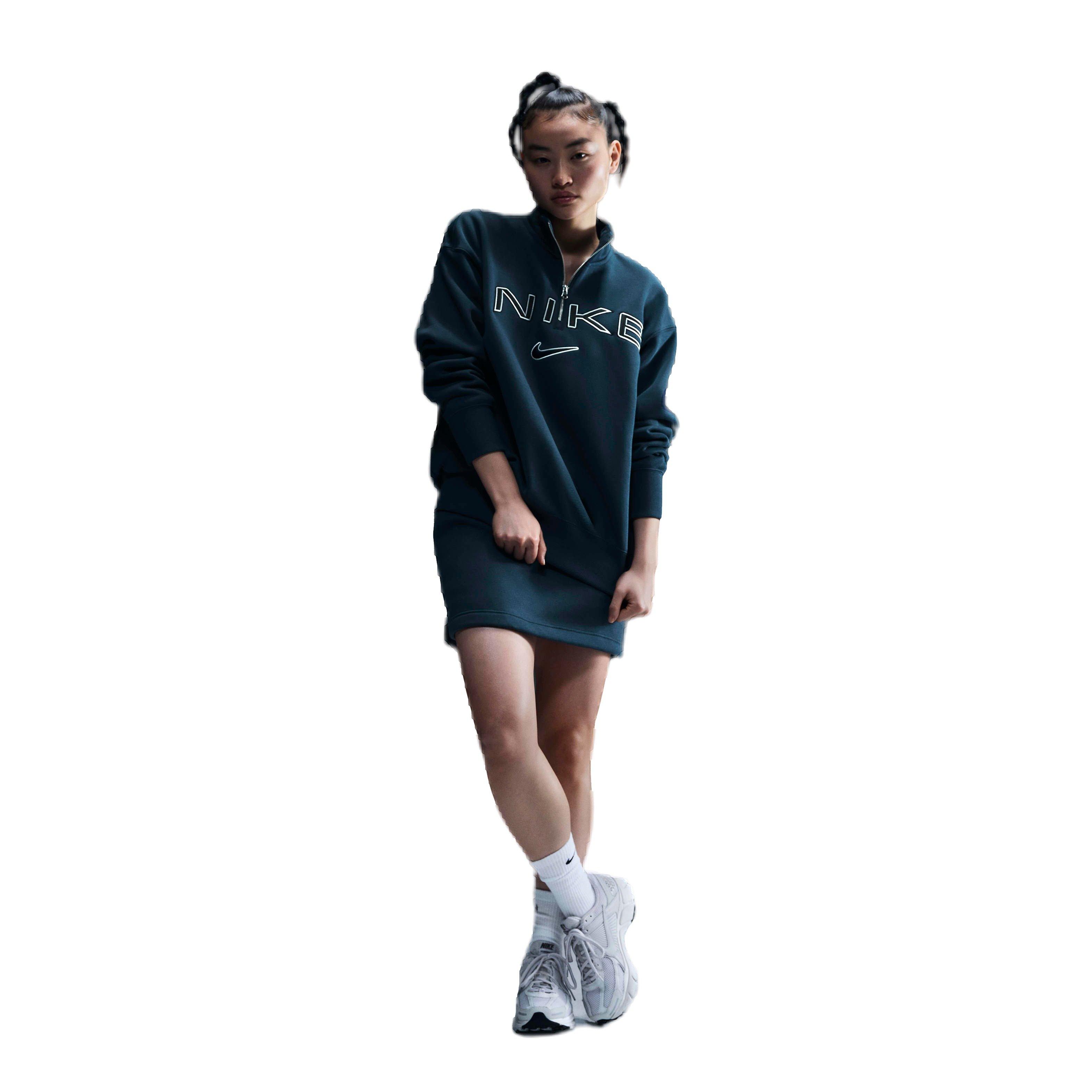 Nike Women's Sportswear Poenix Fleece Oversized 1/4-Zip Logo Top - NAVY Thumbnail View 4