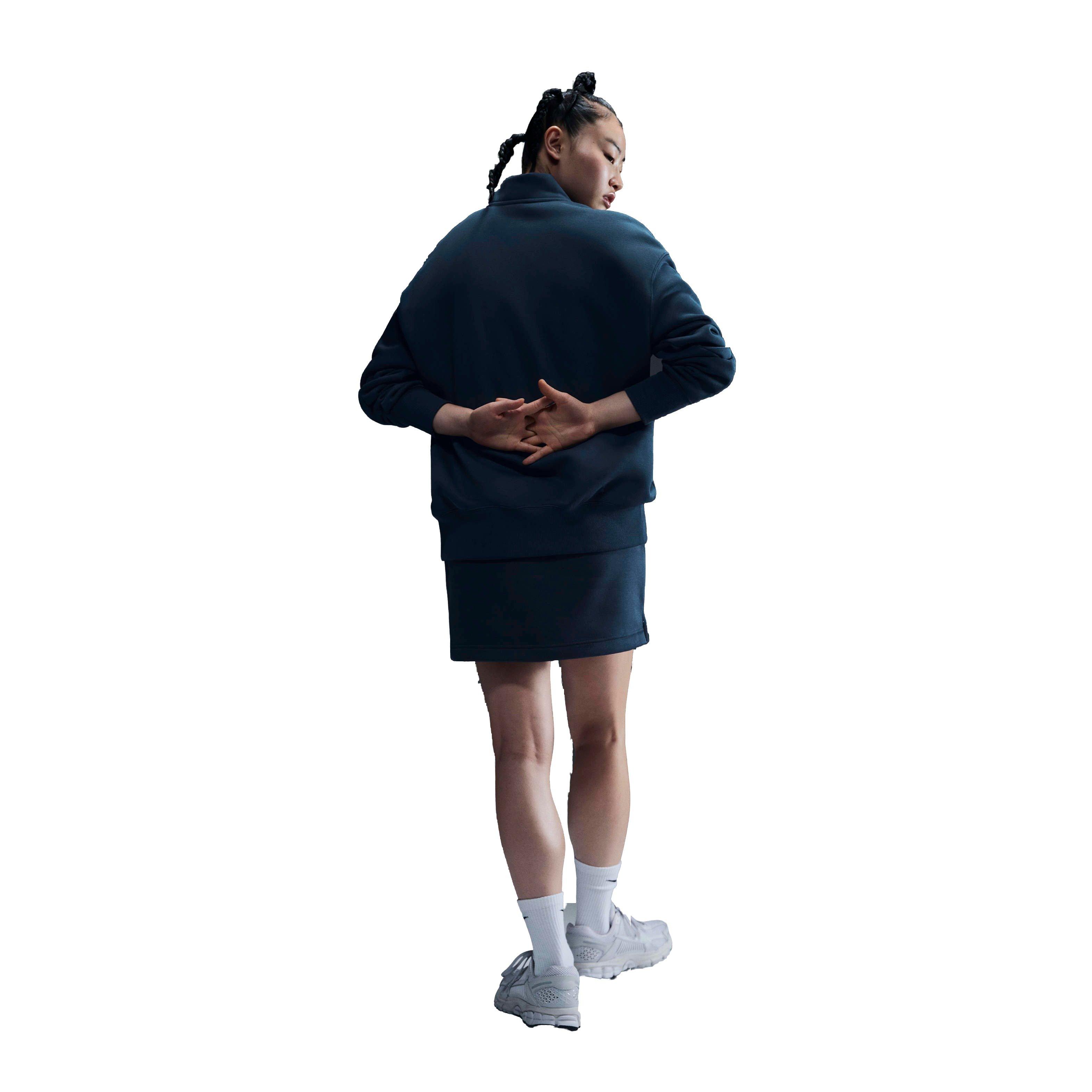 Nike Women's Sportswear Poenix Fleece Oversized 1/4-Zip Logo Top - NAVY Thumbnail View 5