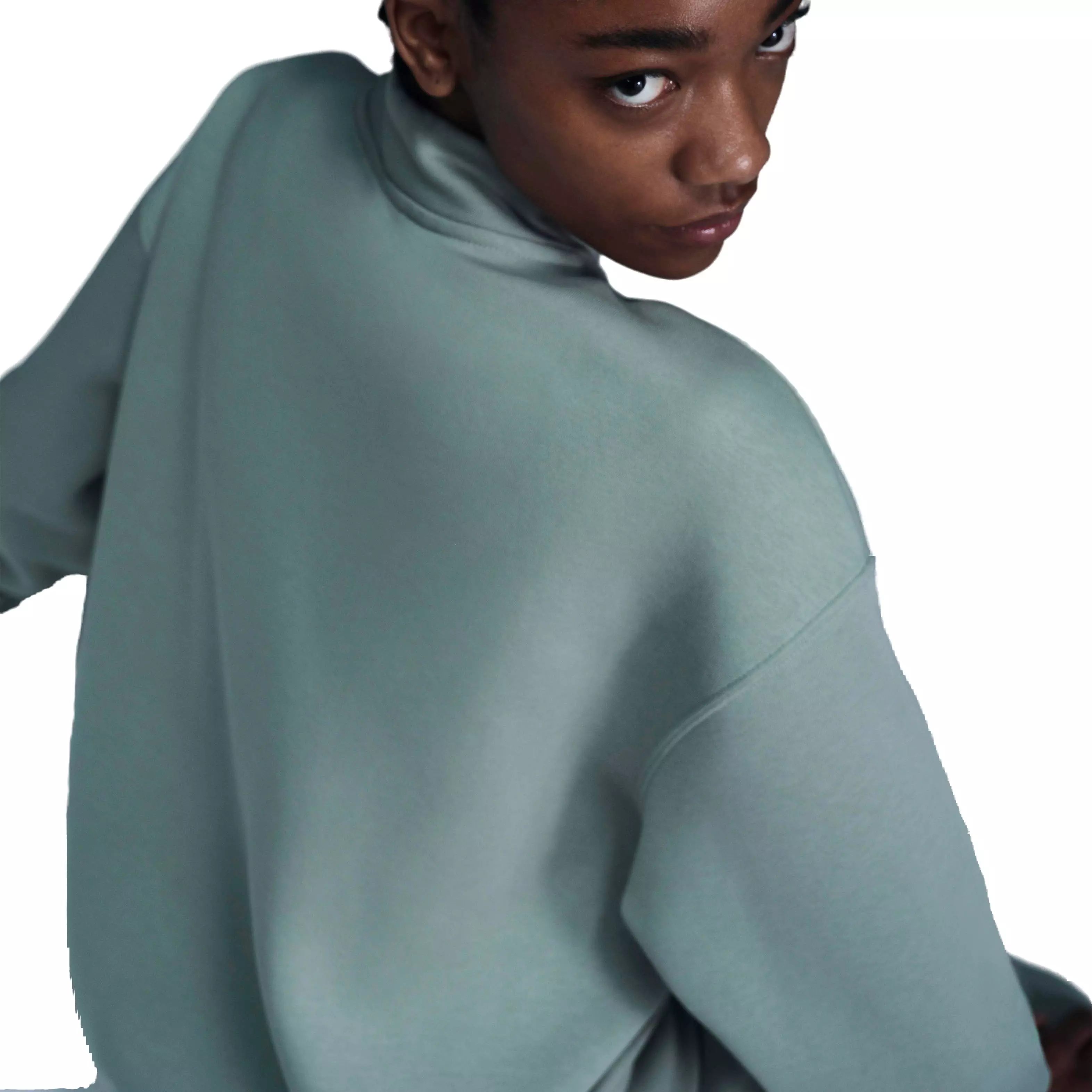 Nike Women's Sportswear Poenix Fleece Oversized 1/4-Zip Logo Top - GREEN