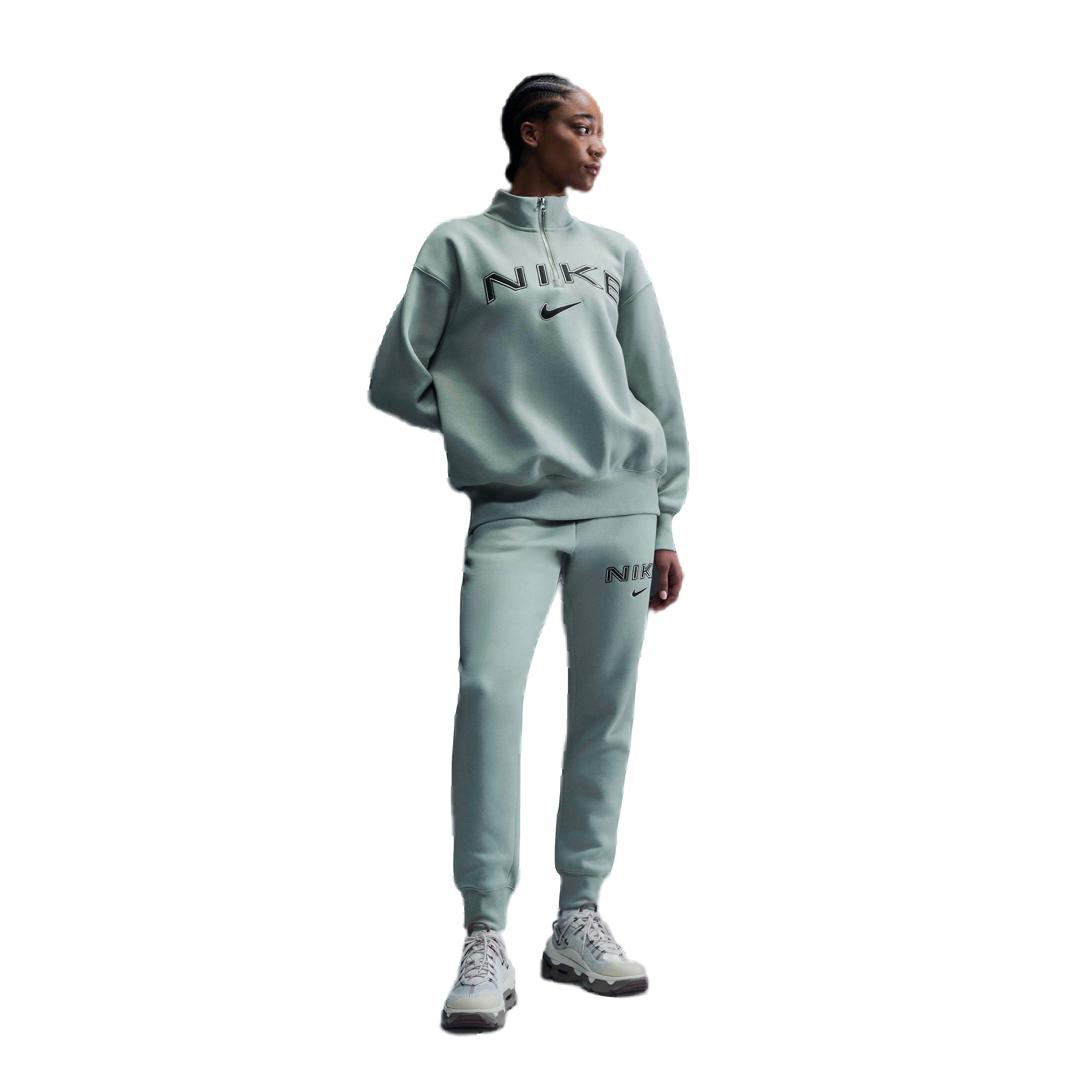 Nike Women's Sportswear Poenix Fleece Oversized 1/4-Zip Logo Top - GREEN Thumbnail View 4