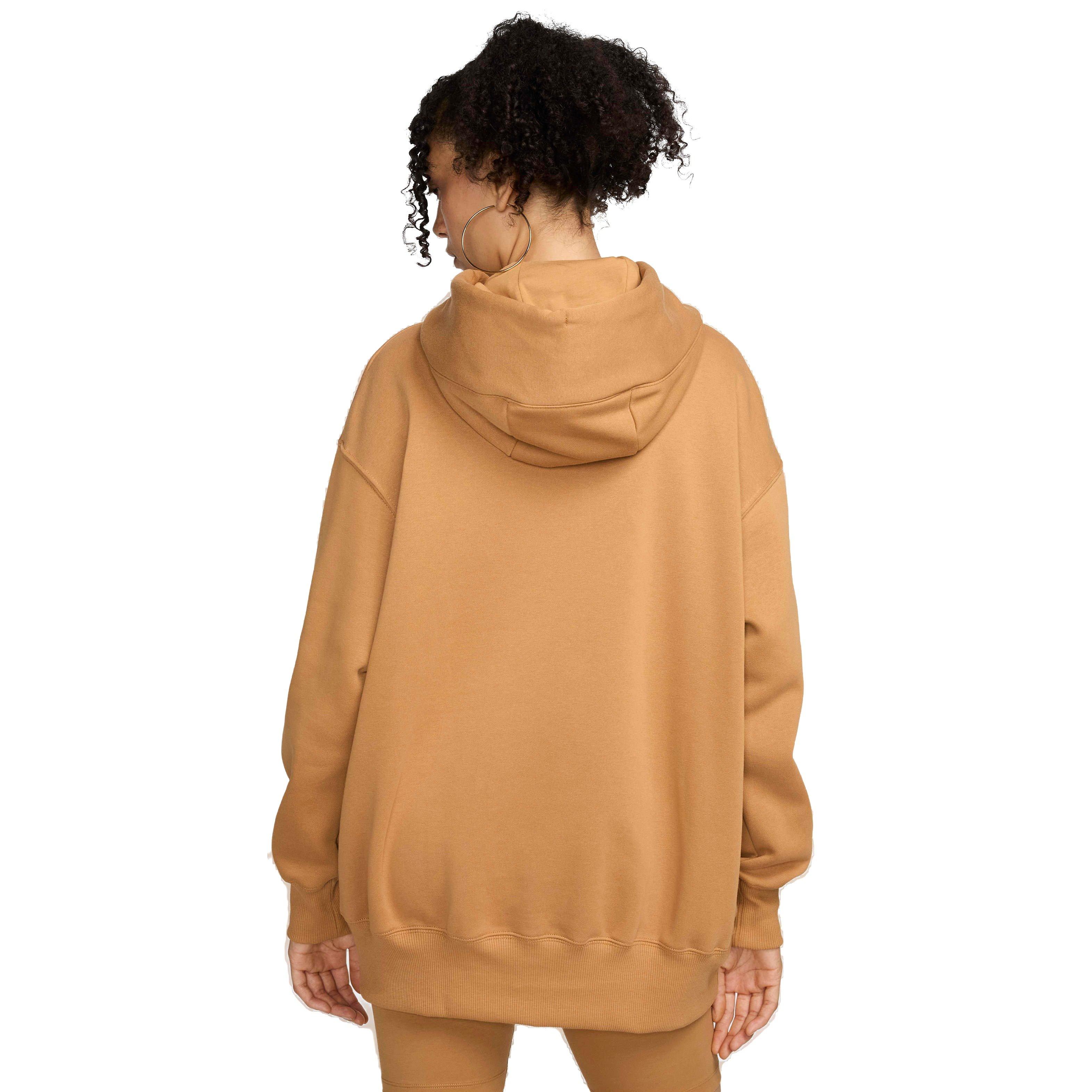 Nike Women's Sportswear Phoenix Swoosh Fleece Oversized Pullover Hoodie - BROWN Thumbnail View 2