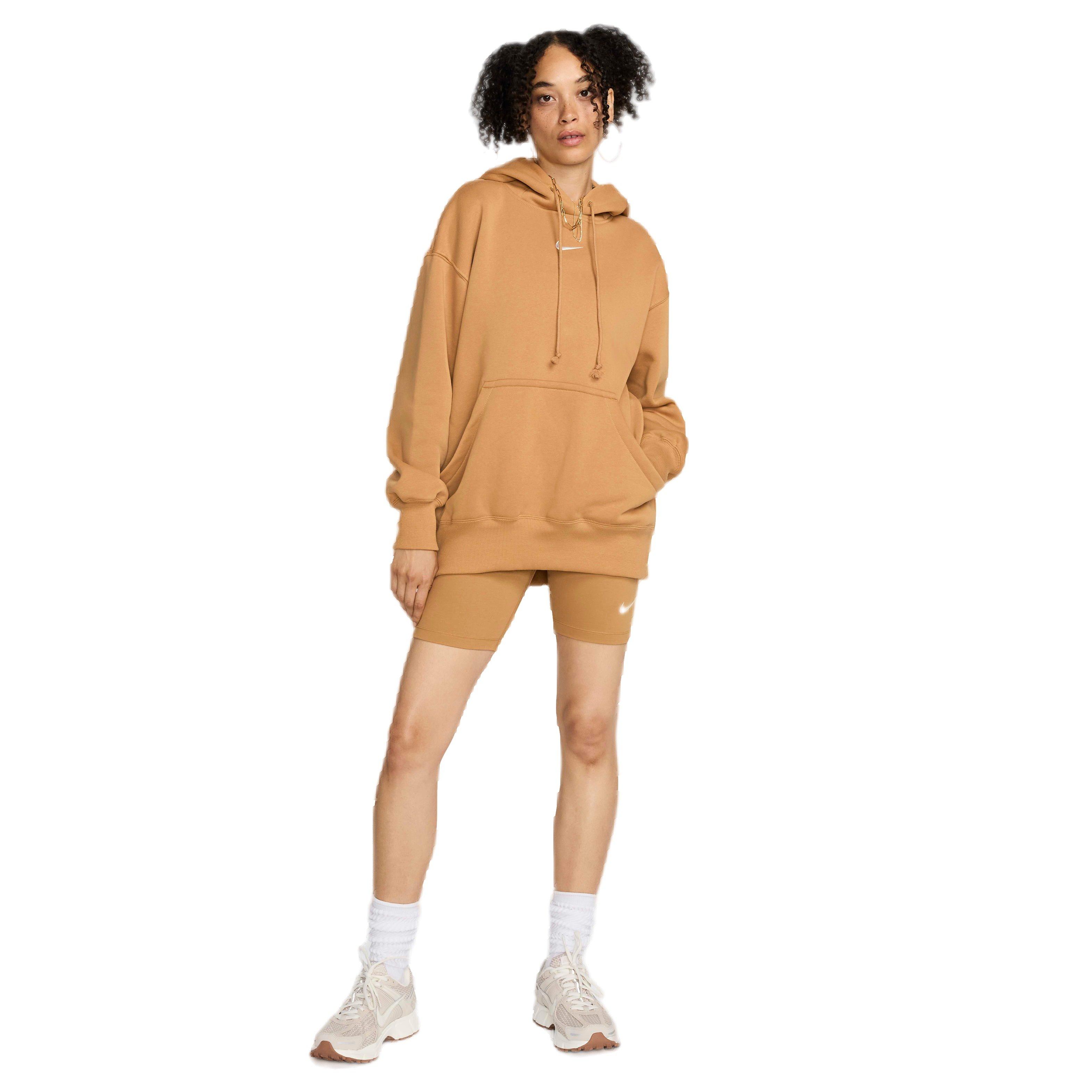 Nike Women's Sportswear Phoenix Swoosh Fleece Oversized Pullover Hoodie - BROWN Thumbnail View 8