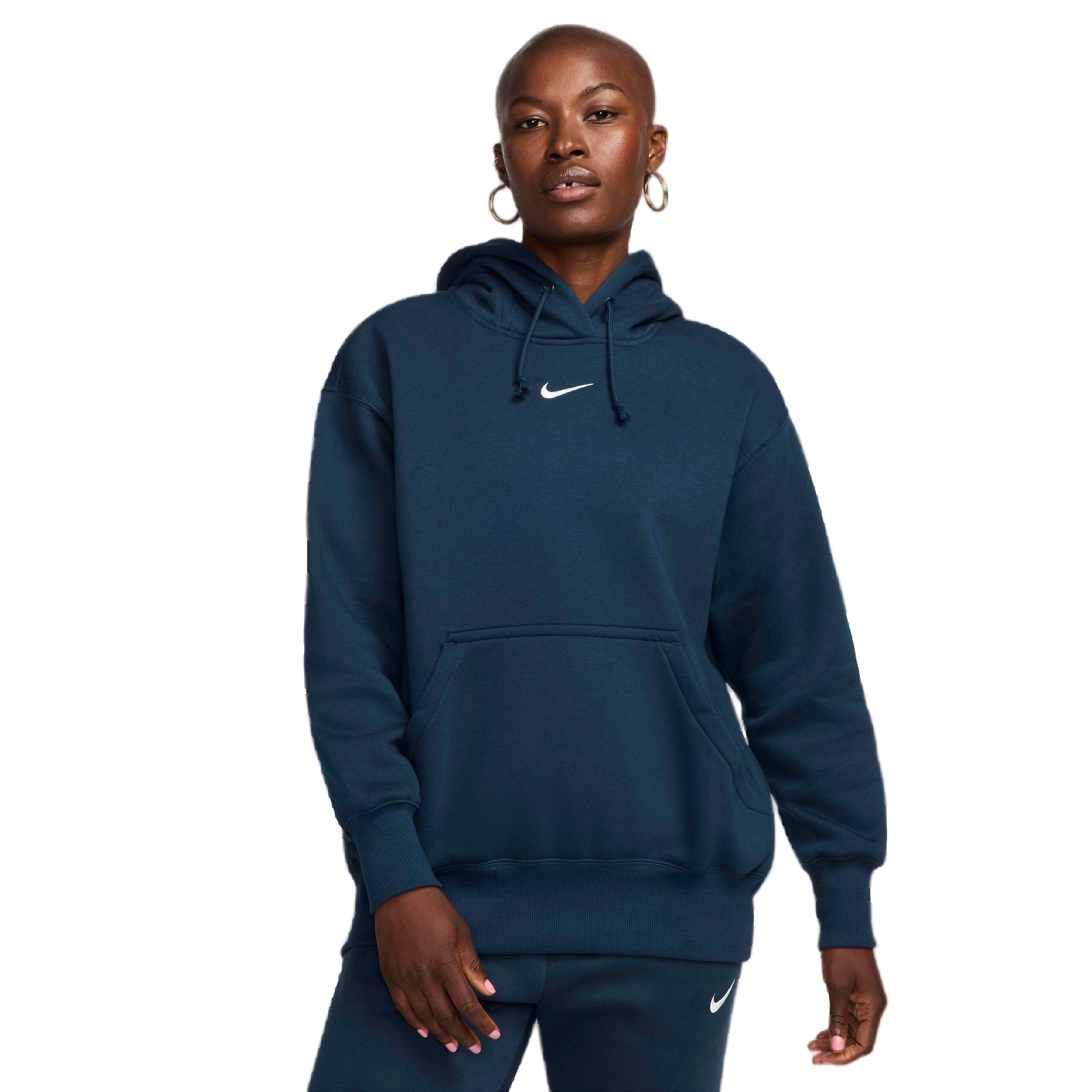 Nike Women's Sportswear Phoenix Swoosh Fleece Oversized Pullover Hoodie - NAVY Thumbnail View 1