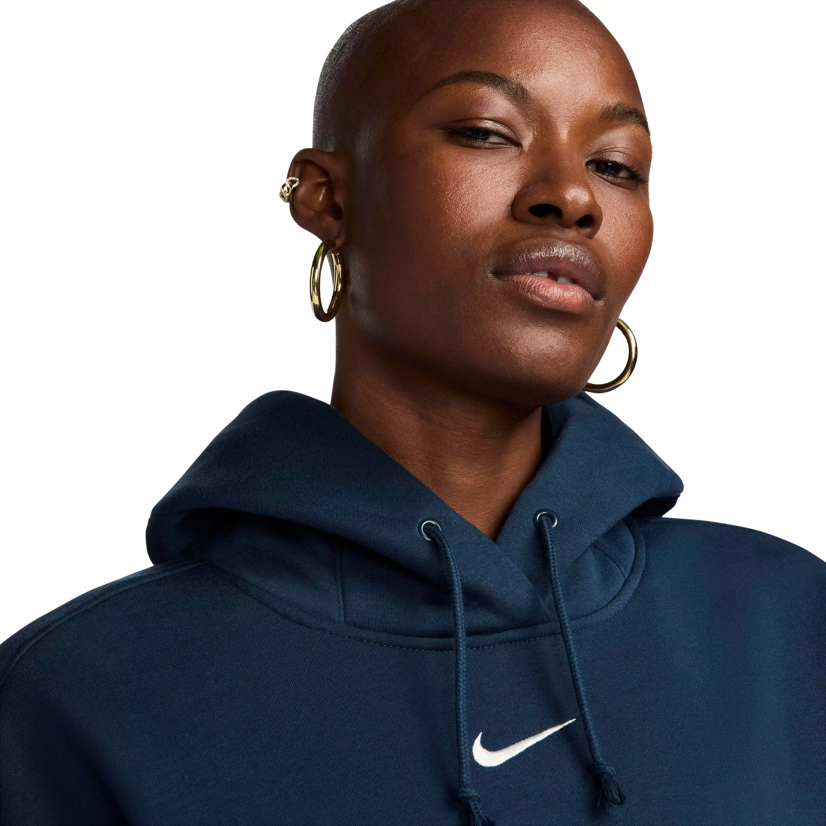 Nike Women's Sportswear Phoenix Swoosh Fleece Oversized Pullover Hoodie - NAVY