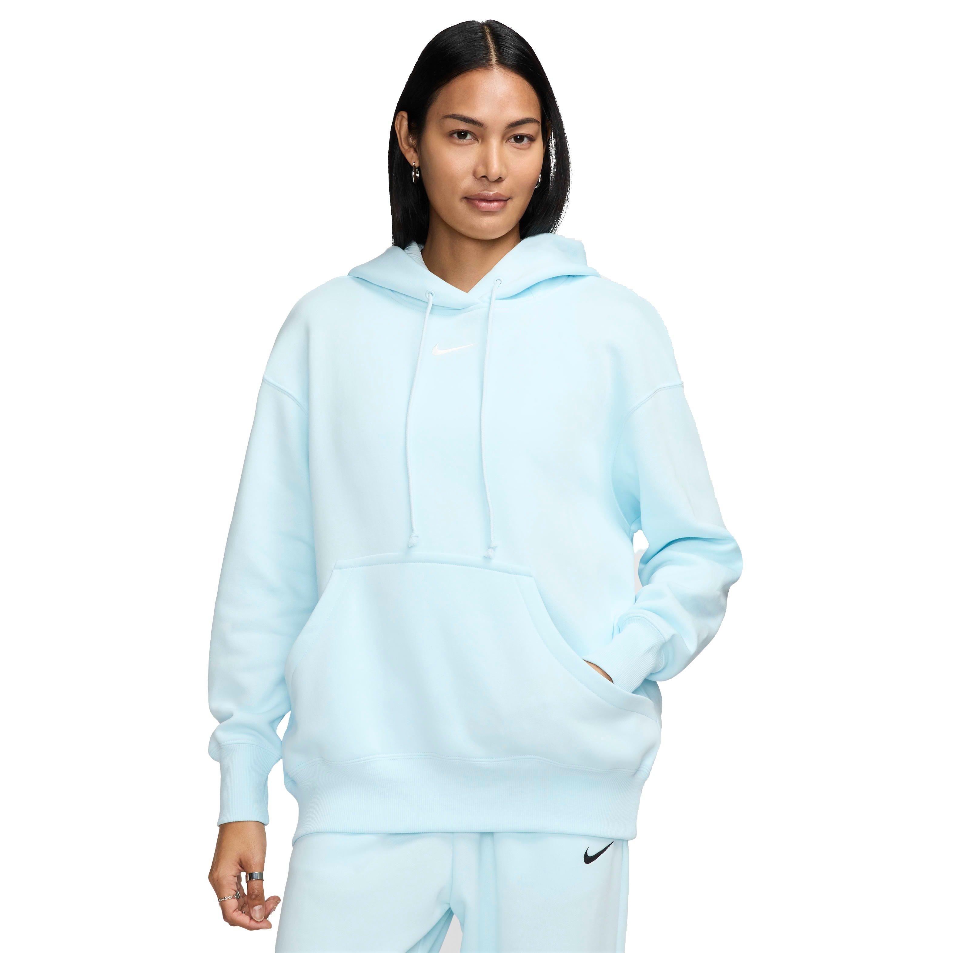 Nike Women's Sportswear Phoenix Swoosh Fleece Oversized Pullover Hoodie - BLUE Thumbnail View 1