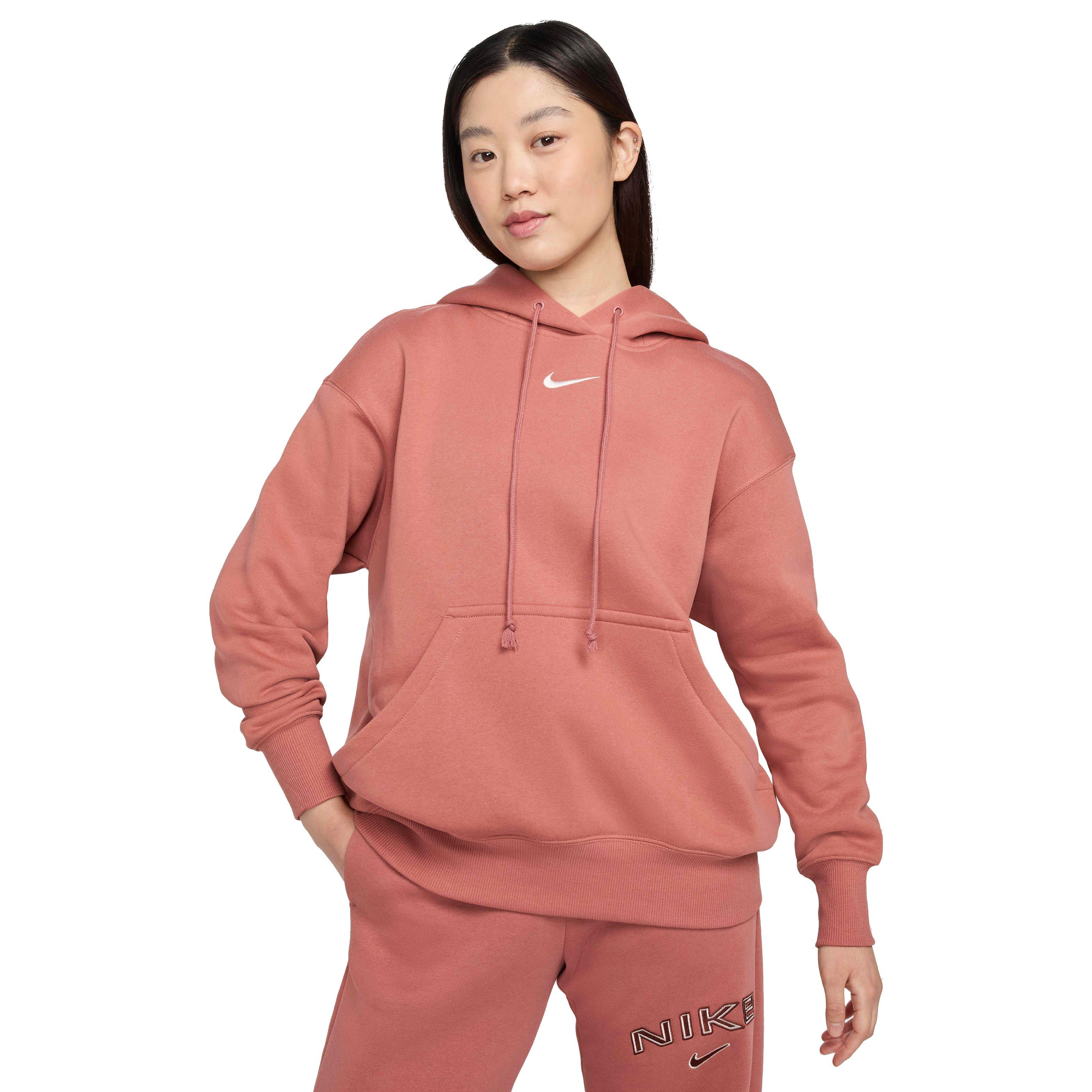 Nike Women's Sportswear Phoenix Swoosh Fleece Oversized Pullover Hoodie - PINK Thumbnail View 1