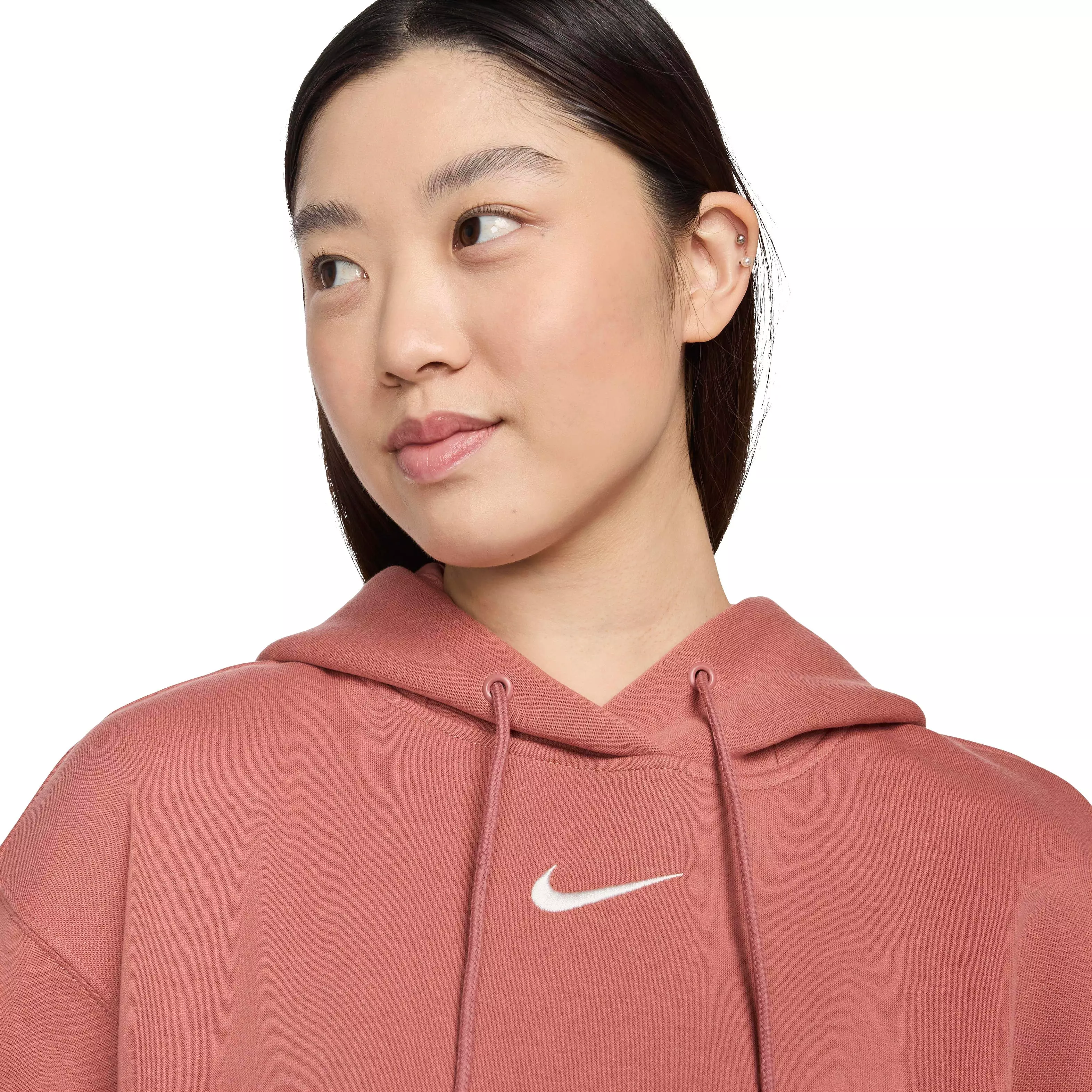 Nike Women's Sportswear Phoenix Swoosh Fleece Oversized Pullover Hoodie - PINK