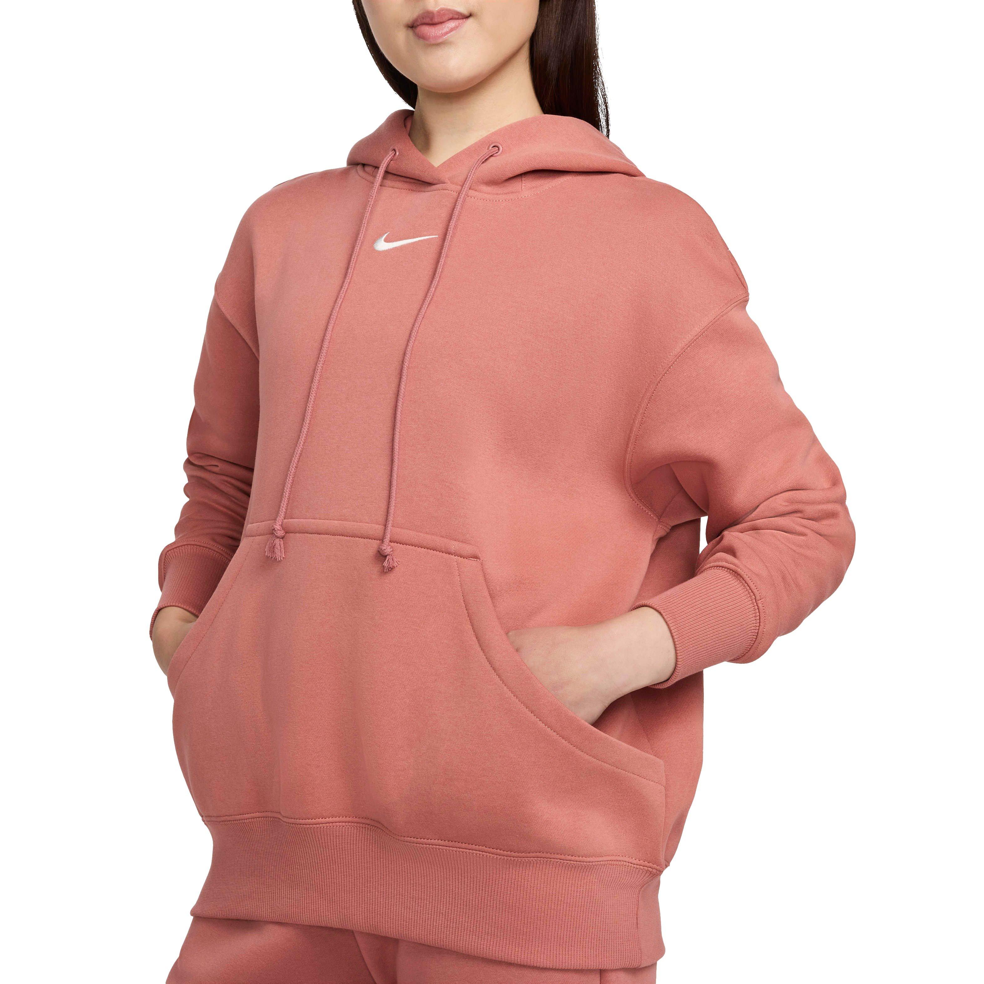 Nike Women's Sportswear Phoenix Swoosh Fleece Oversized Pullover Hoodie - PINK Thumbnail View 5