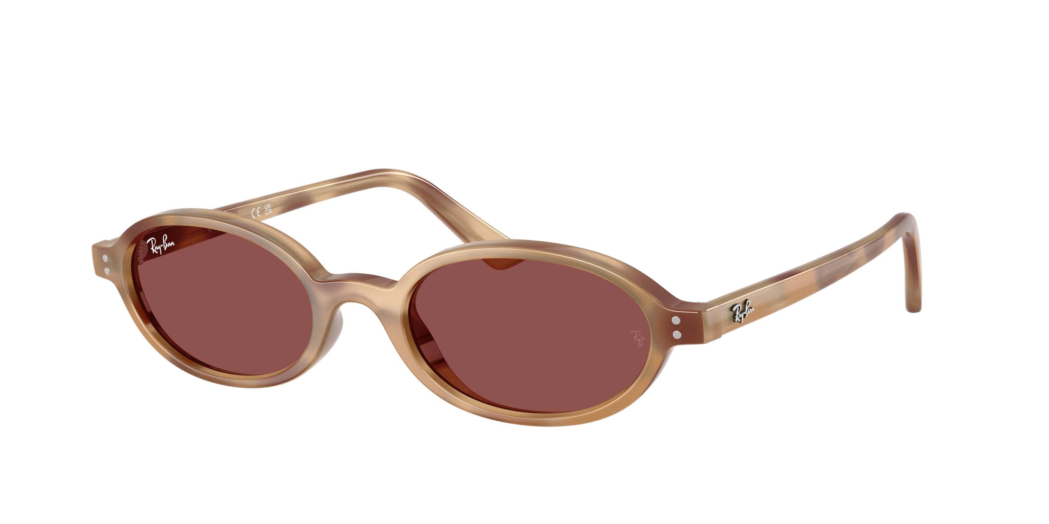 Ray-Ban Khal Bio-Based Dark Violet Sunglasses &ndash; Polished Cream Havana - PURPLE Thumbnail View 1