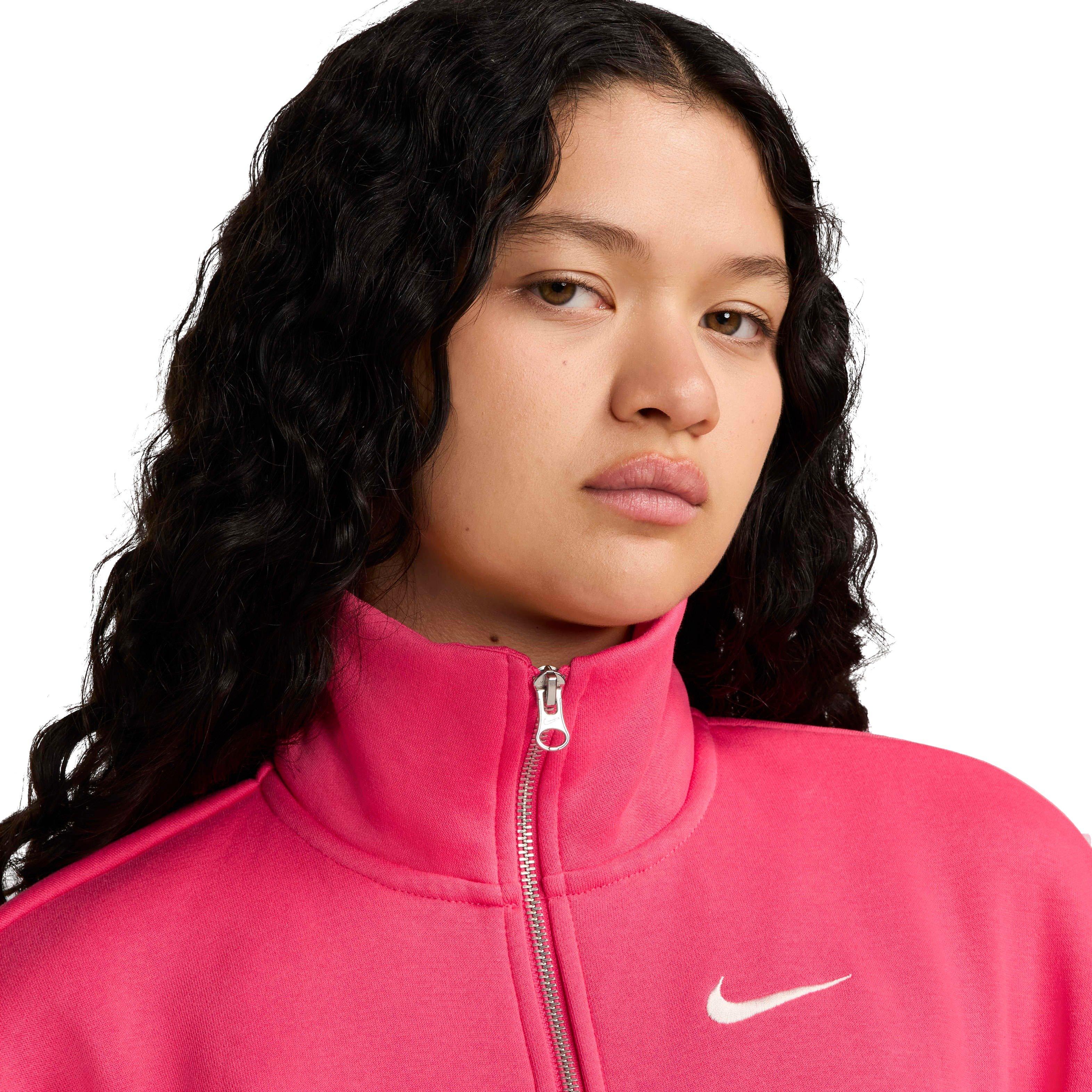 Nike Women's Sportswear Phoenix Fleece Oversized Track Jacket - PINK Thumbnail View 3