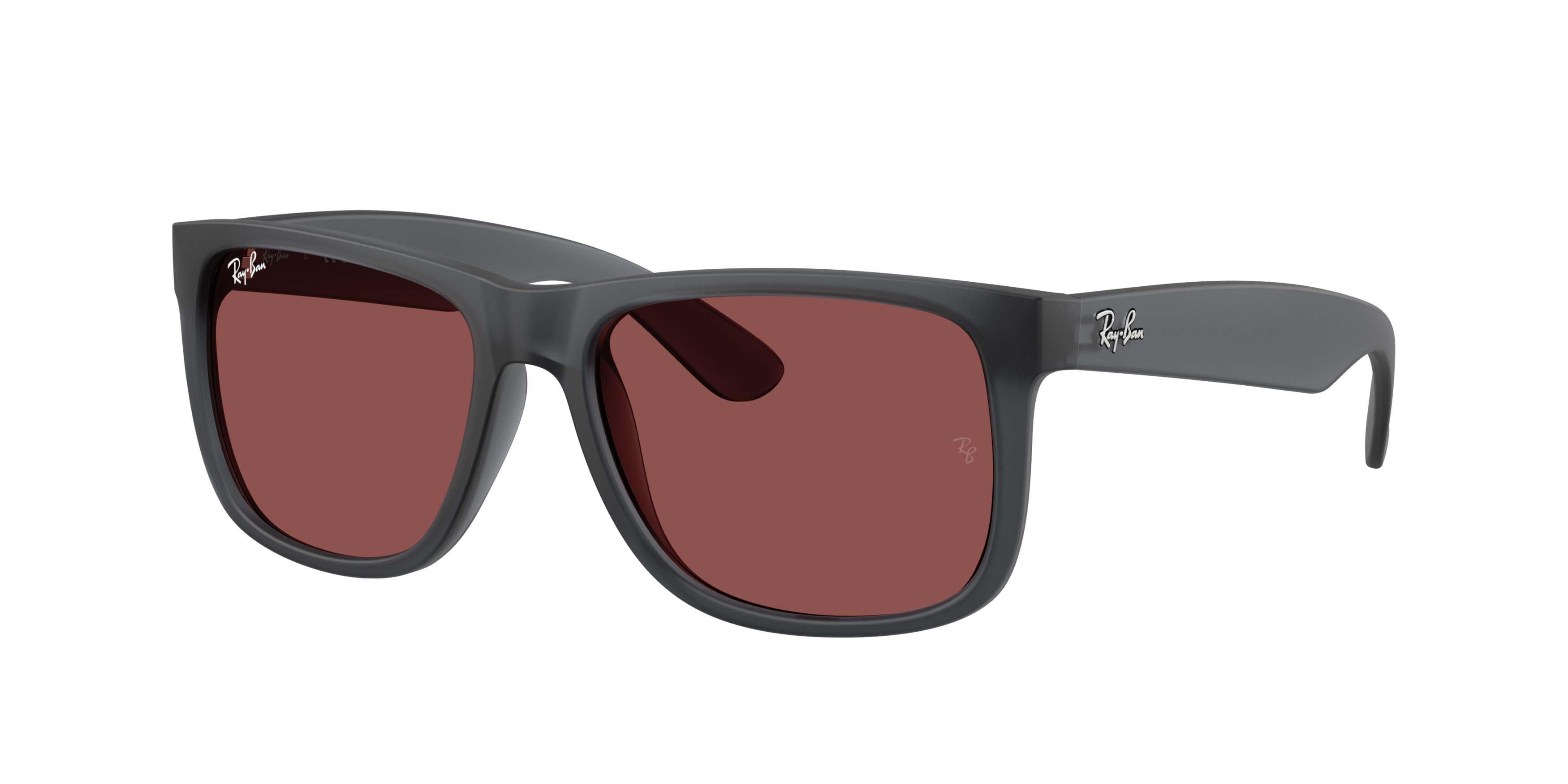 Ray-Ban Justin Dark Violet Sunglasses &ndash; Matte Opal Grey - GREY/PURPLE Thumbnail View 1