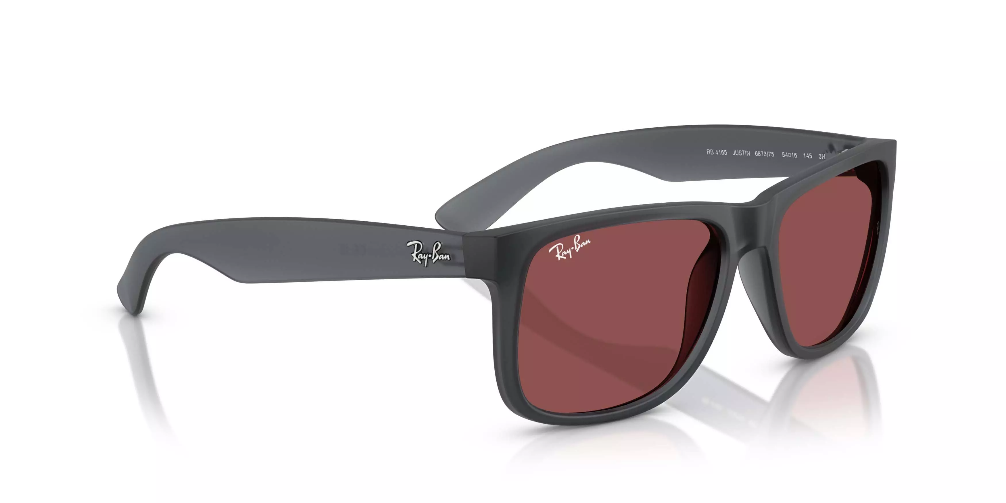 Ray-Ban Justin Dark Violet Sunglasses &ndash; Matte Opal Grey - GREY/PURPLE