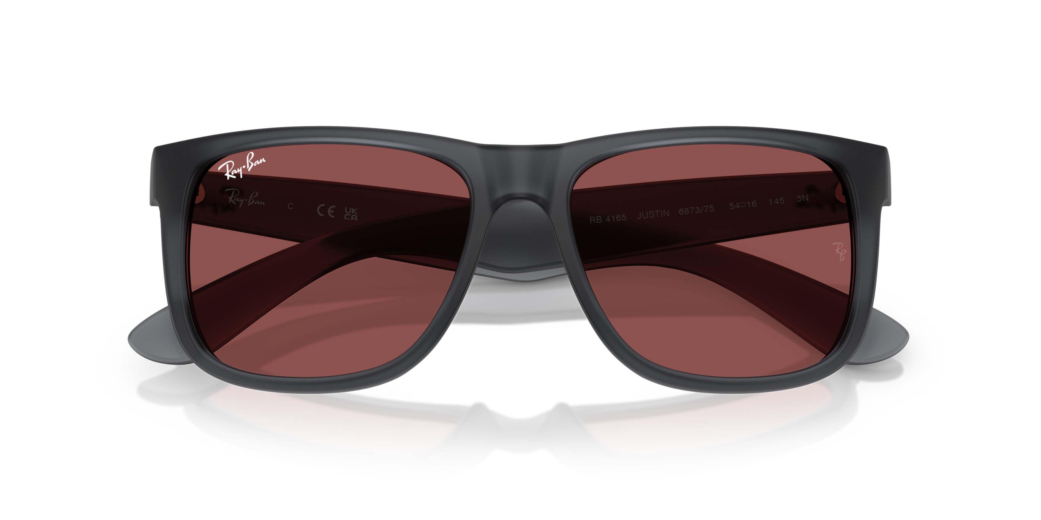 Ray-Ban Justin Dark Violet Sunglasses &ndash; Matte Opal Grey - GREY/PURPLE Thumbnail View 5