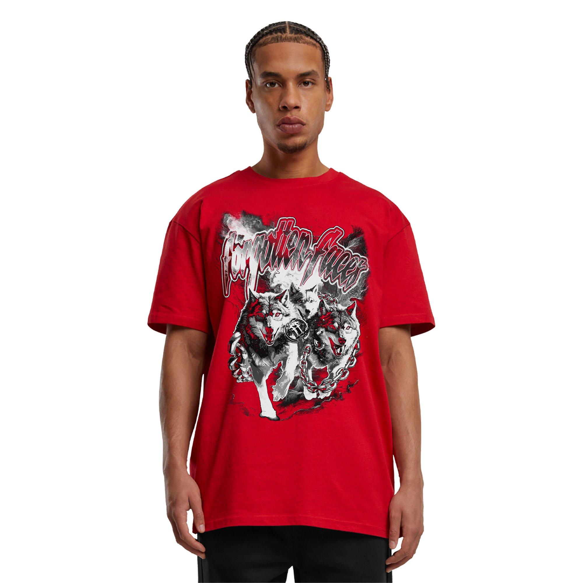 Forgotten Faces Men's Forgotten Wolfs Tee - RED Thumbnail View 1