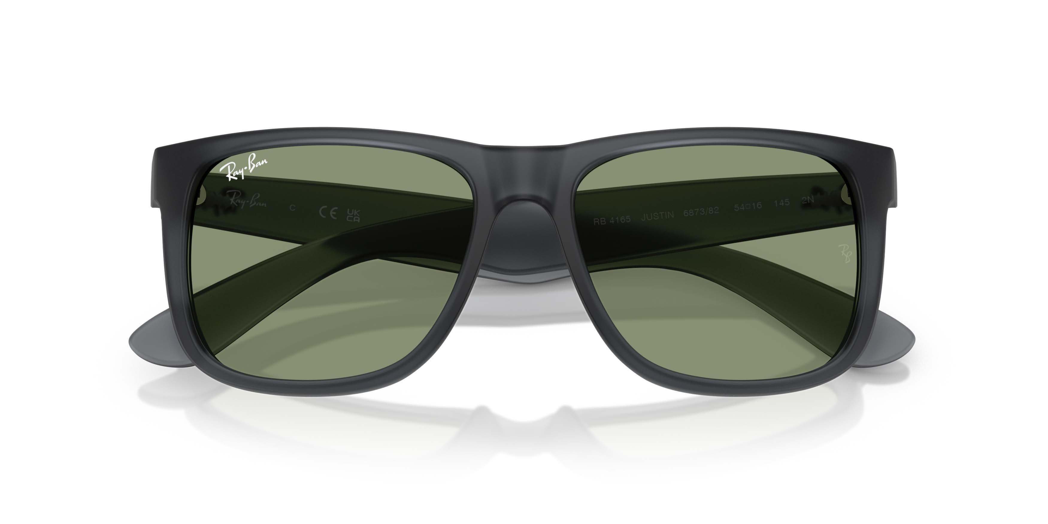 Ray-Ban Justin Green Sunglasses &ndash; Matte Opal Grey - GREY/GREEN Thumbnail View 5