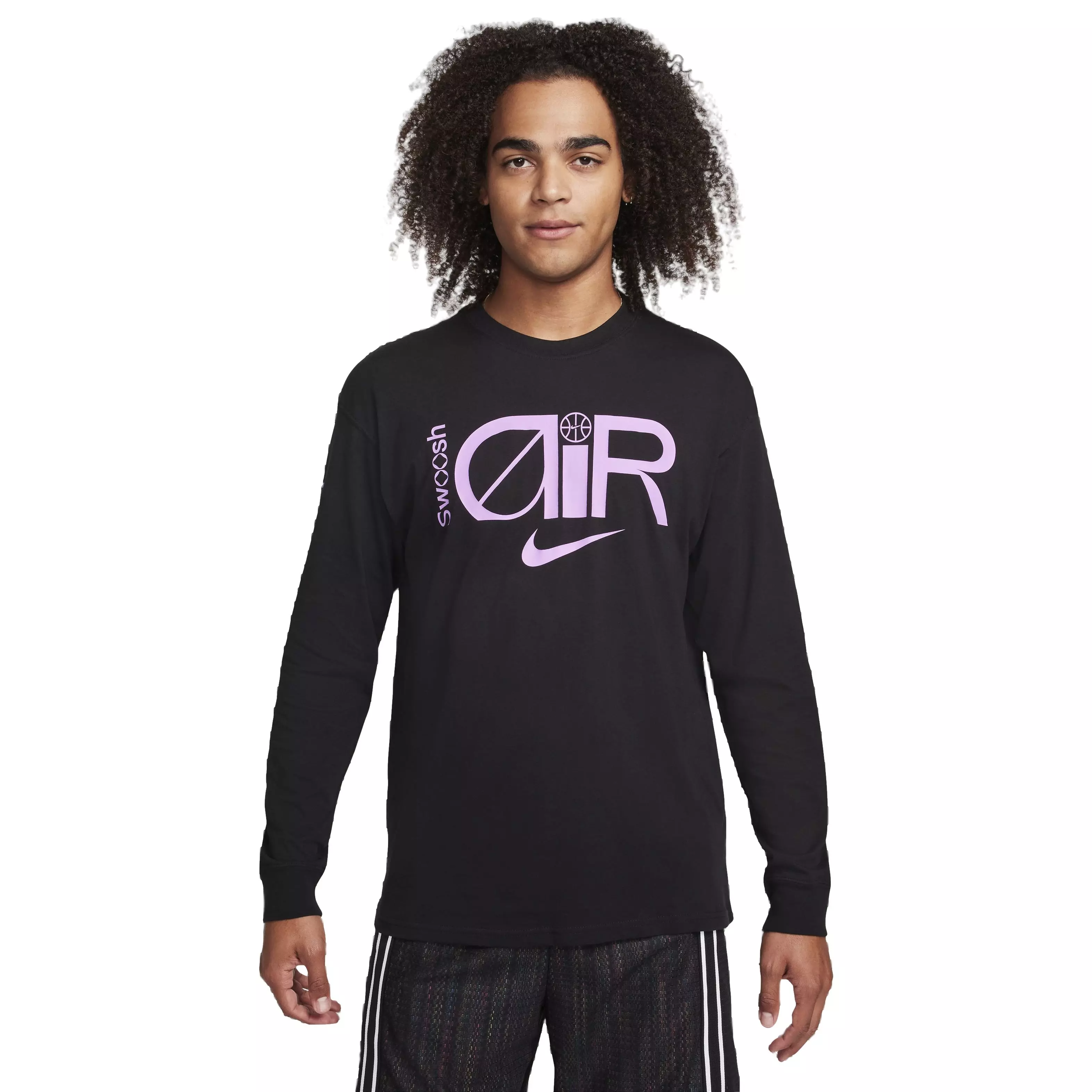 Nike Men's Max90 Long-Sleeve Swoosh P2 Basketball T-Shirt - BLACK