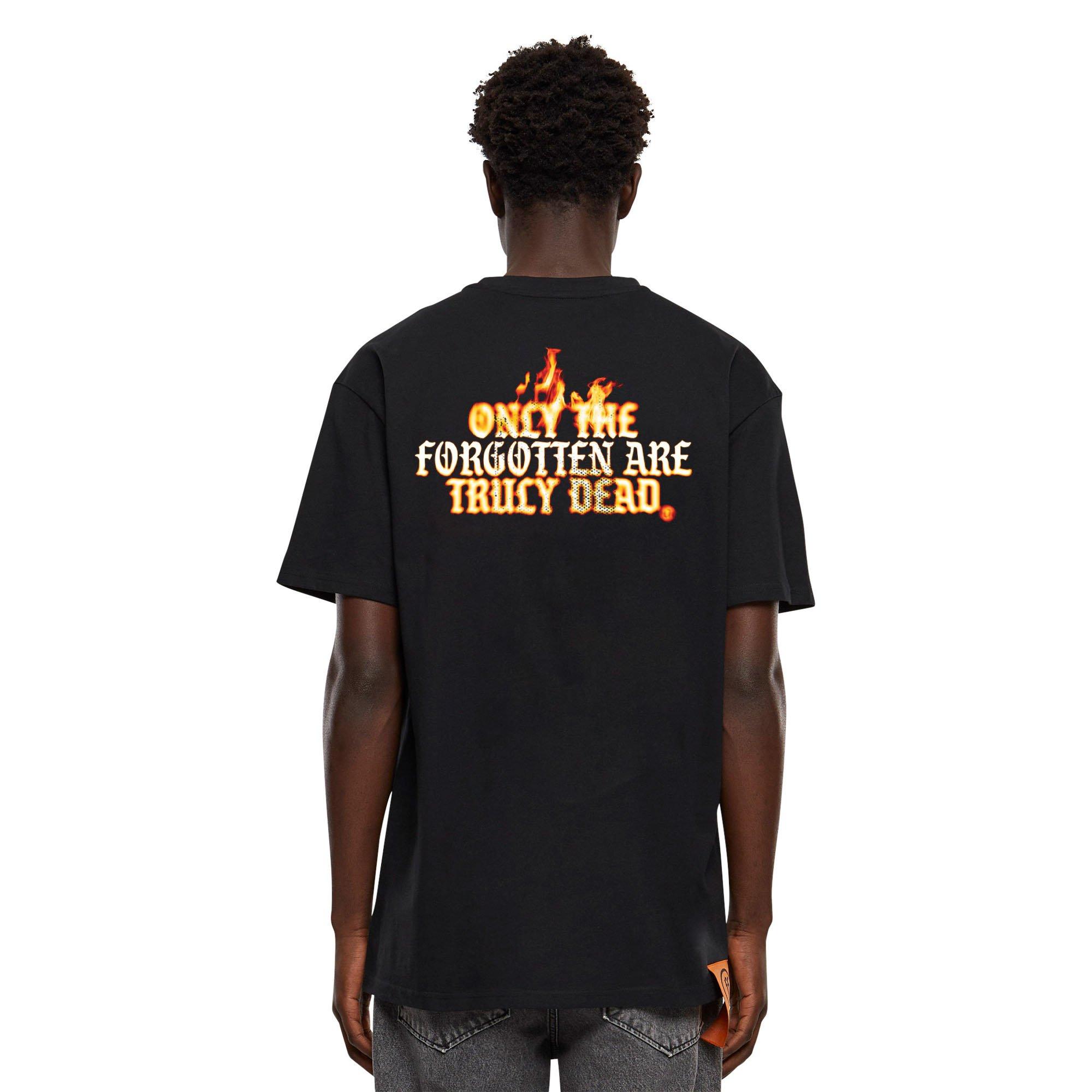 Forgotten Faces Men's Flaming Skull Tee - BLACK Thumbnail View 2