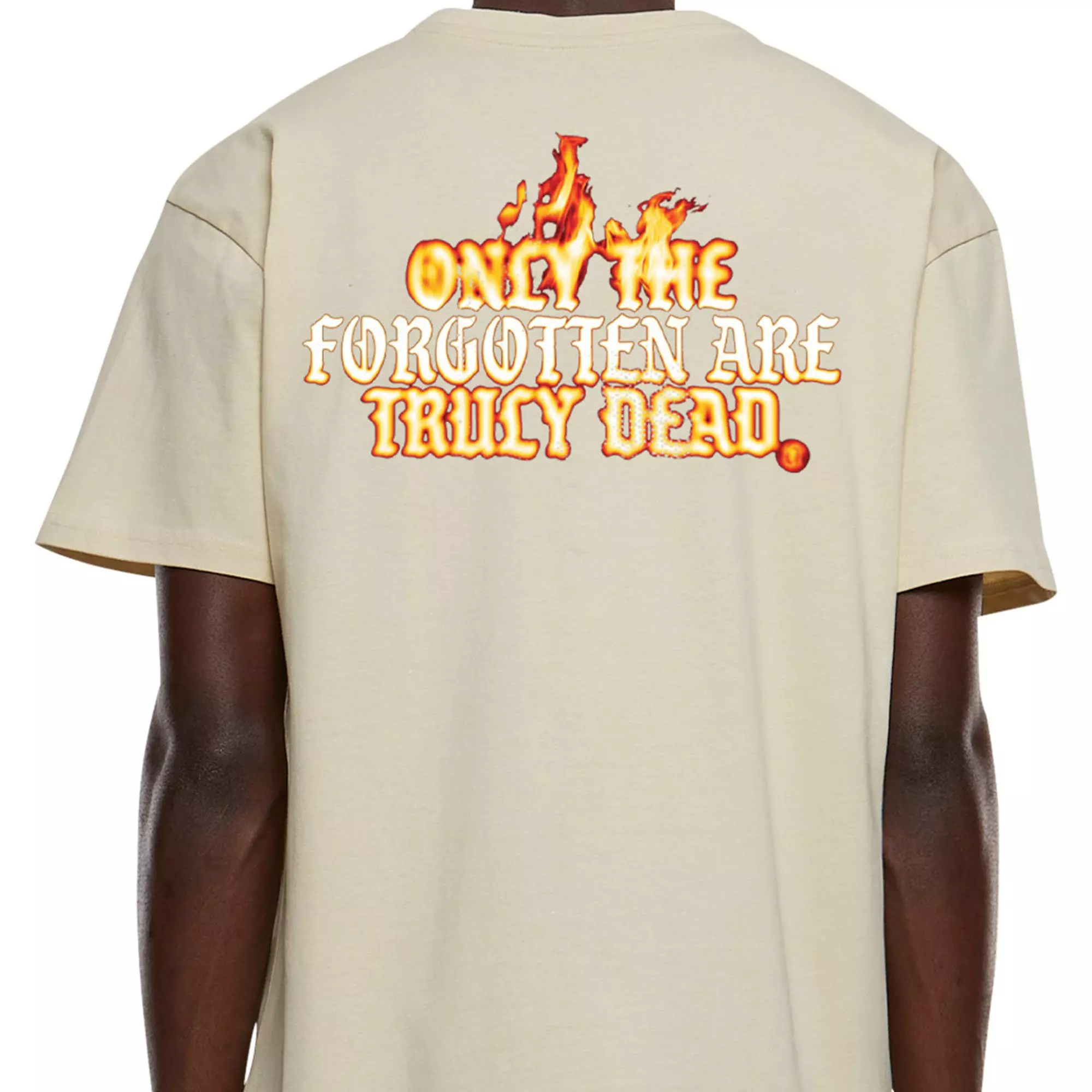 Forgotten Faces Men's Flaming Skull Tee - SAND