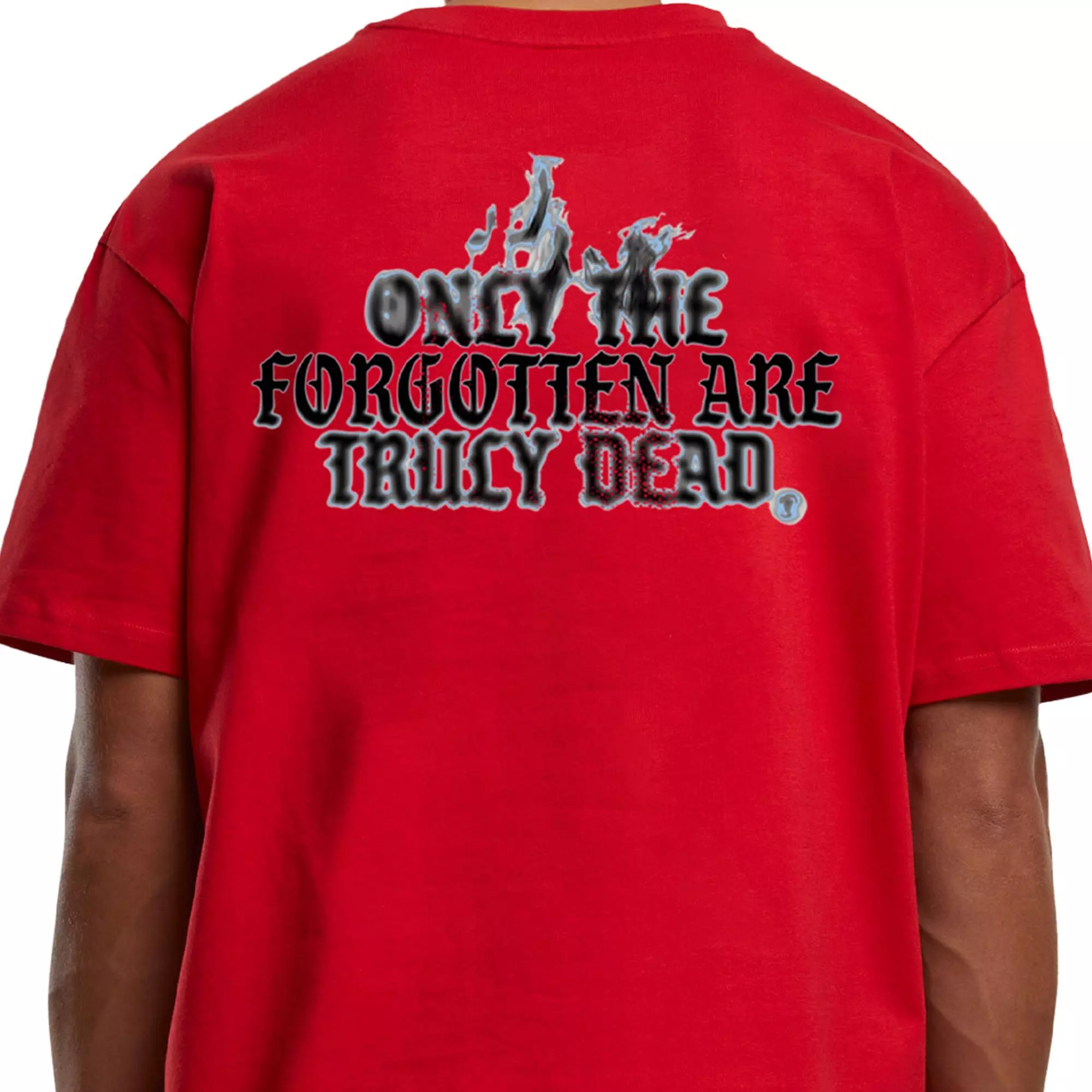 Forgotten Faces Men's Flaming Skull Tee - RED