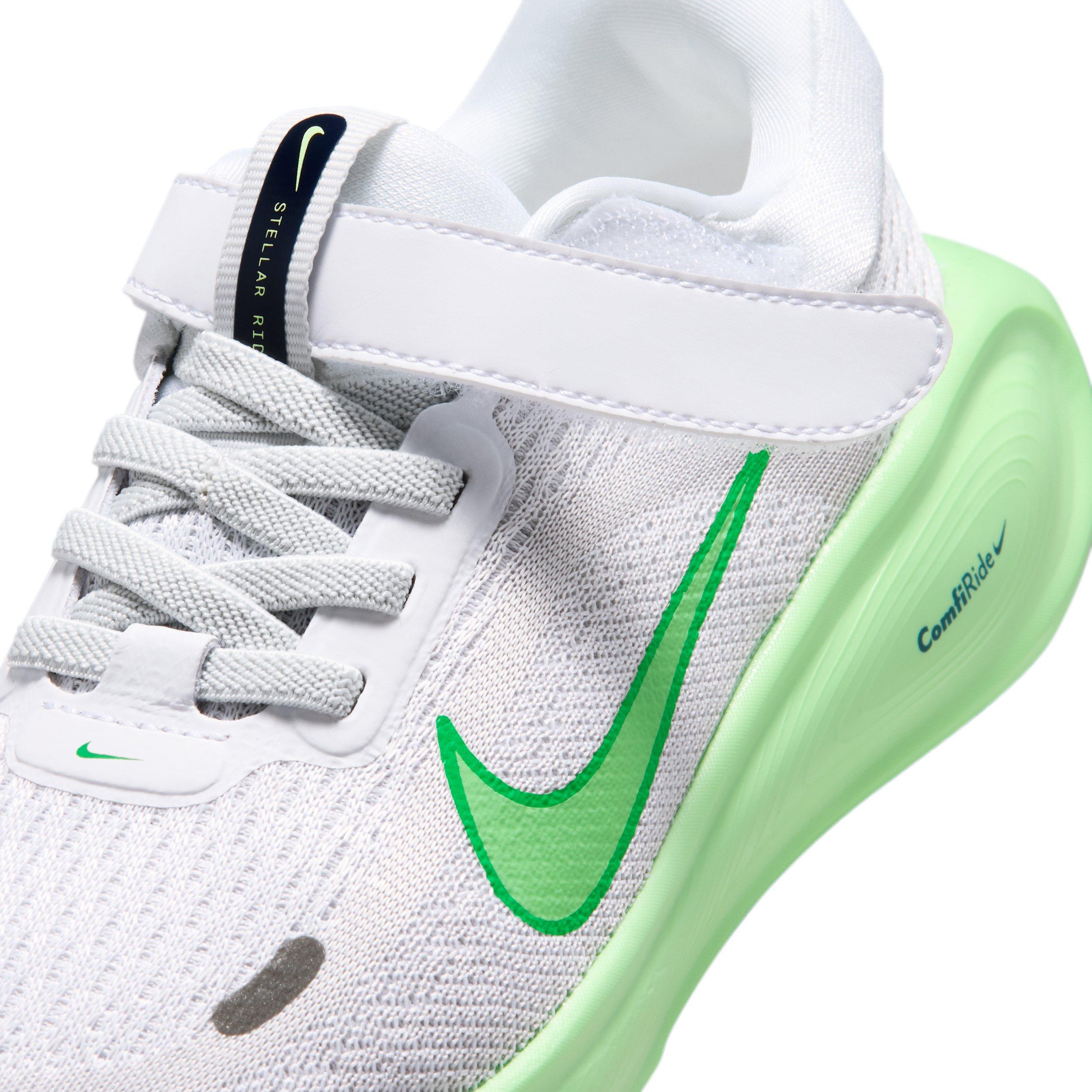 Nike Stellar Ride "White/Photon Dust/Green Spark/Illusion Green" Preschool Boys' Running Shoe - WHITE/DUST/GREEN/GREEN