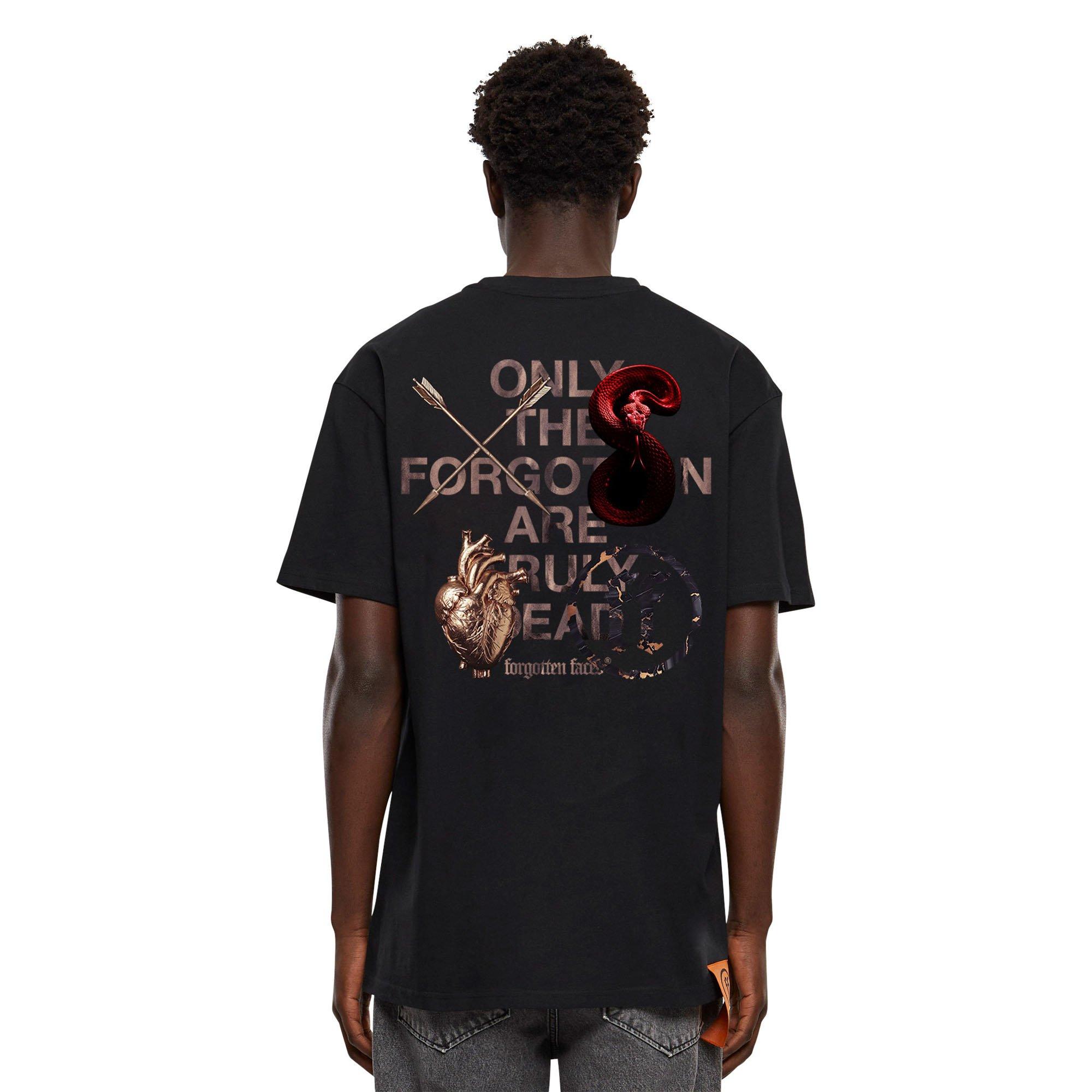Forgotten Faces Men's Cross My Heart Red Snake Tee - BLACK Thumbnail View 2