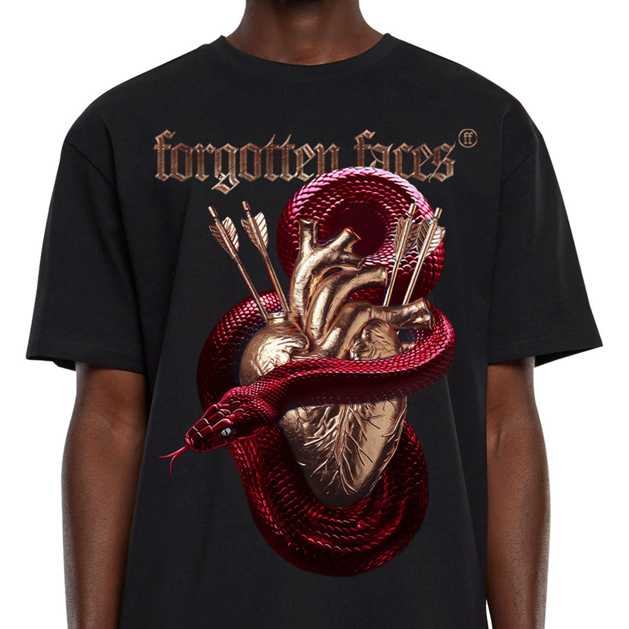 Forgotten Faces Men's Cross My Heart Red Snake Tee - BLACK Thumbnail View 3