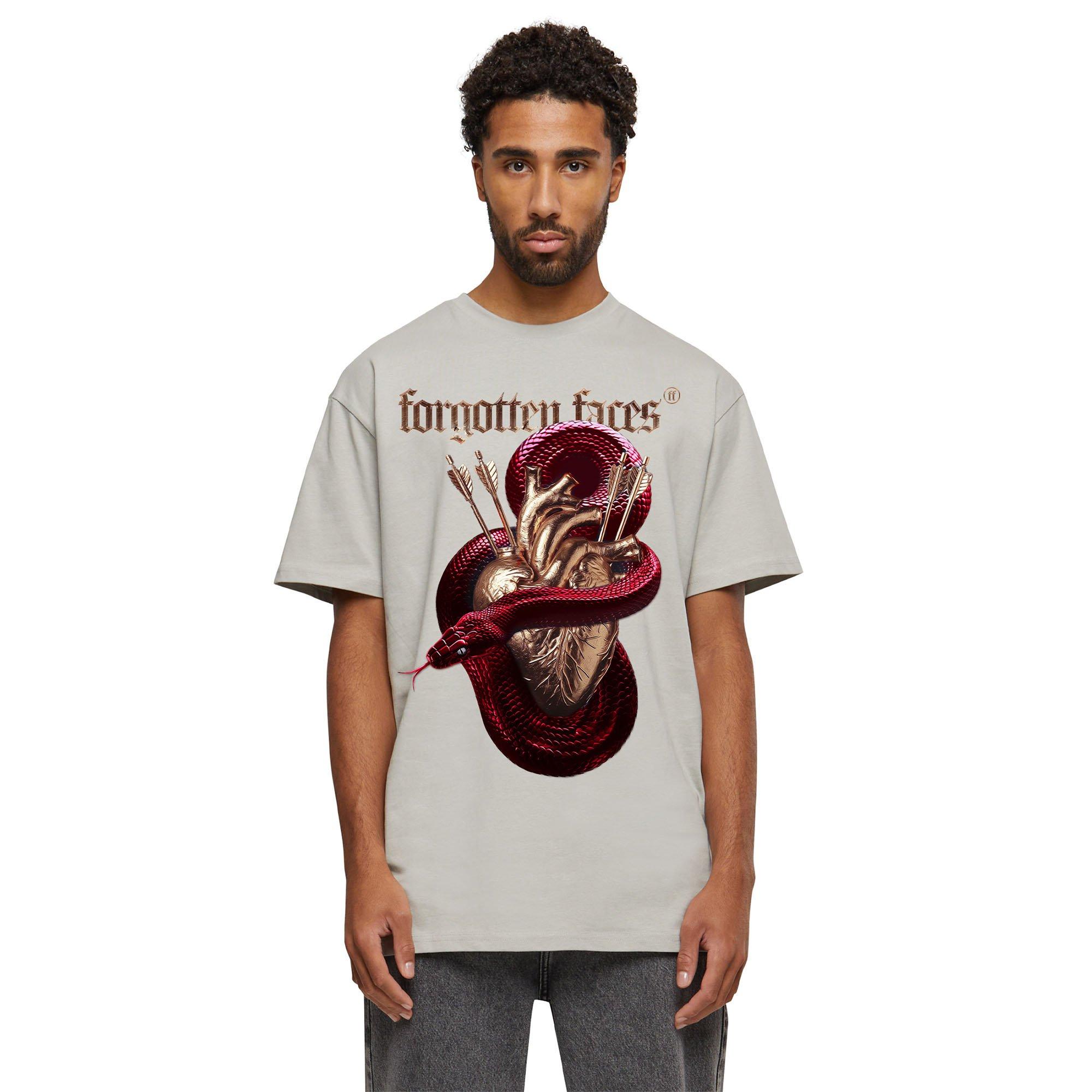 Forgotten Faces Men's Cross My Heart Red Snake Tee - LT GREY Thumbnail View 1