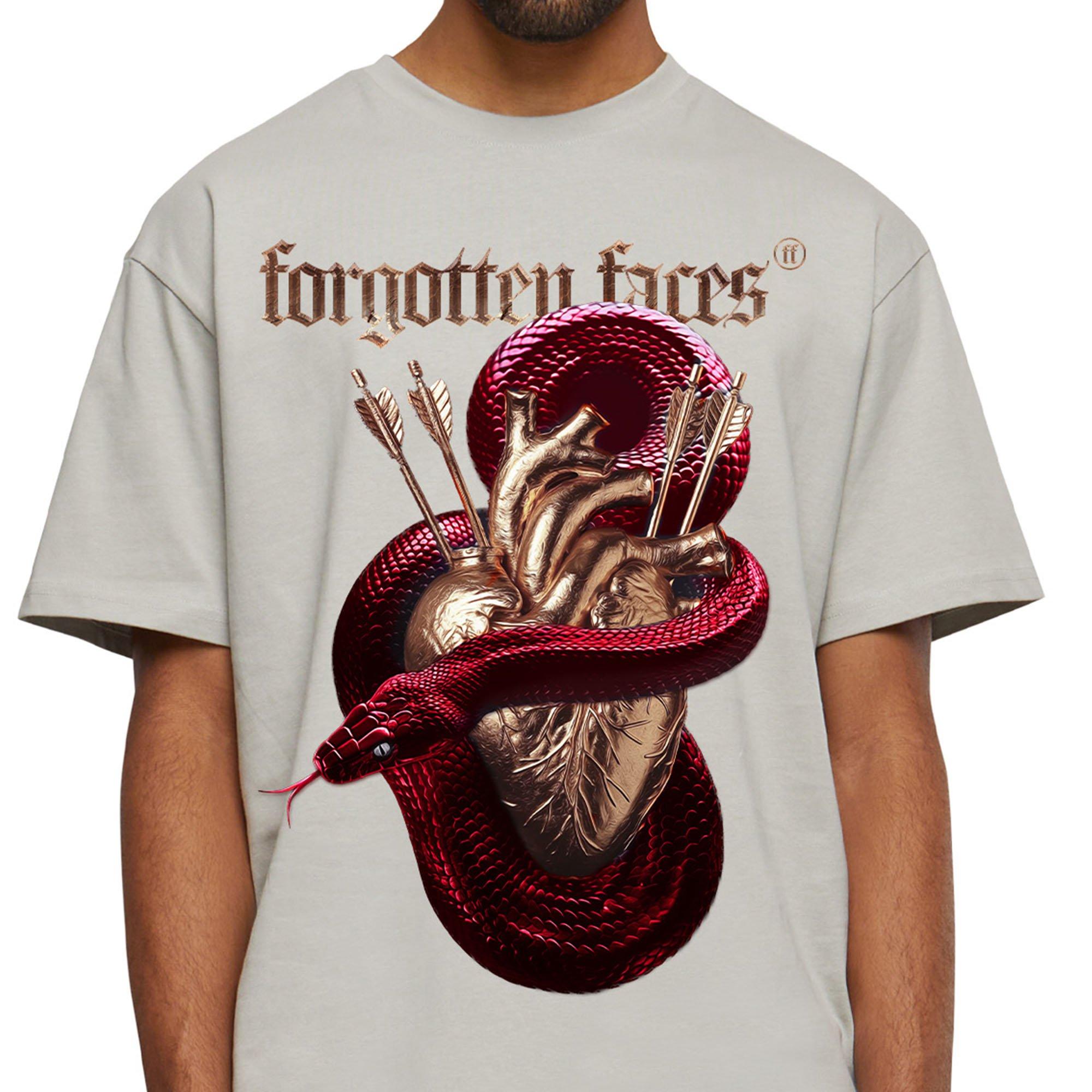 Forgotten Faces Men's Cross My Heart Red Snake Tee - LT GREY Thumbnail View 3